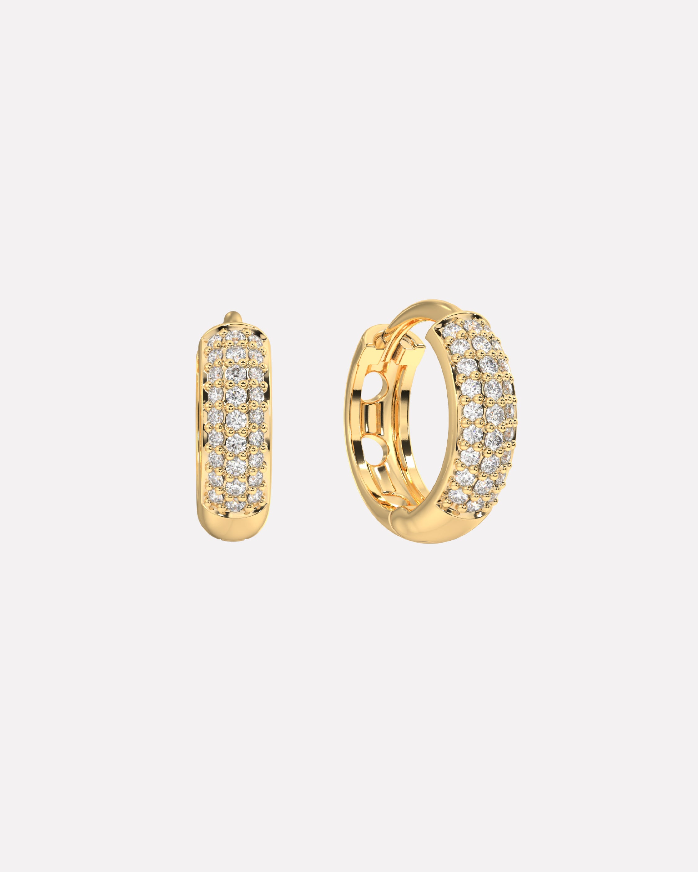 Zirconia Thick Hoops Earrings Multiple Sizes