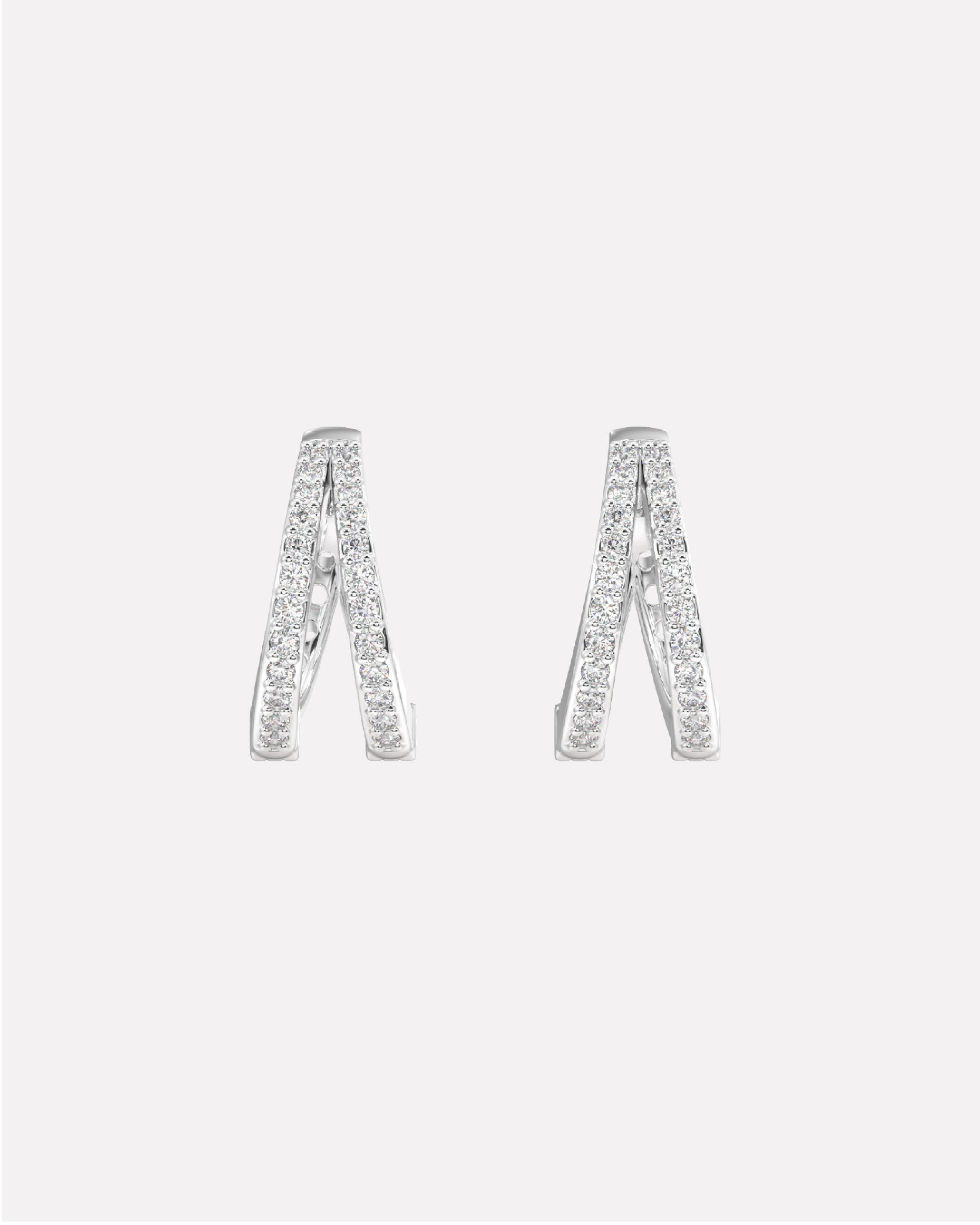 Zirconia Twin Hoops Multiple Sizes Hoop Earrings
