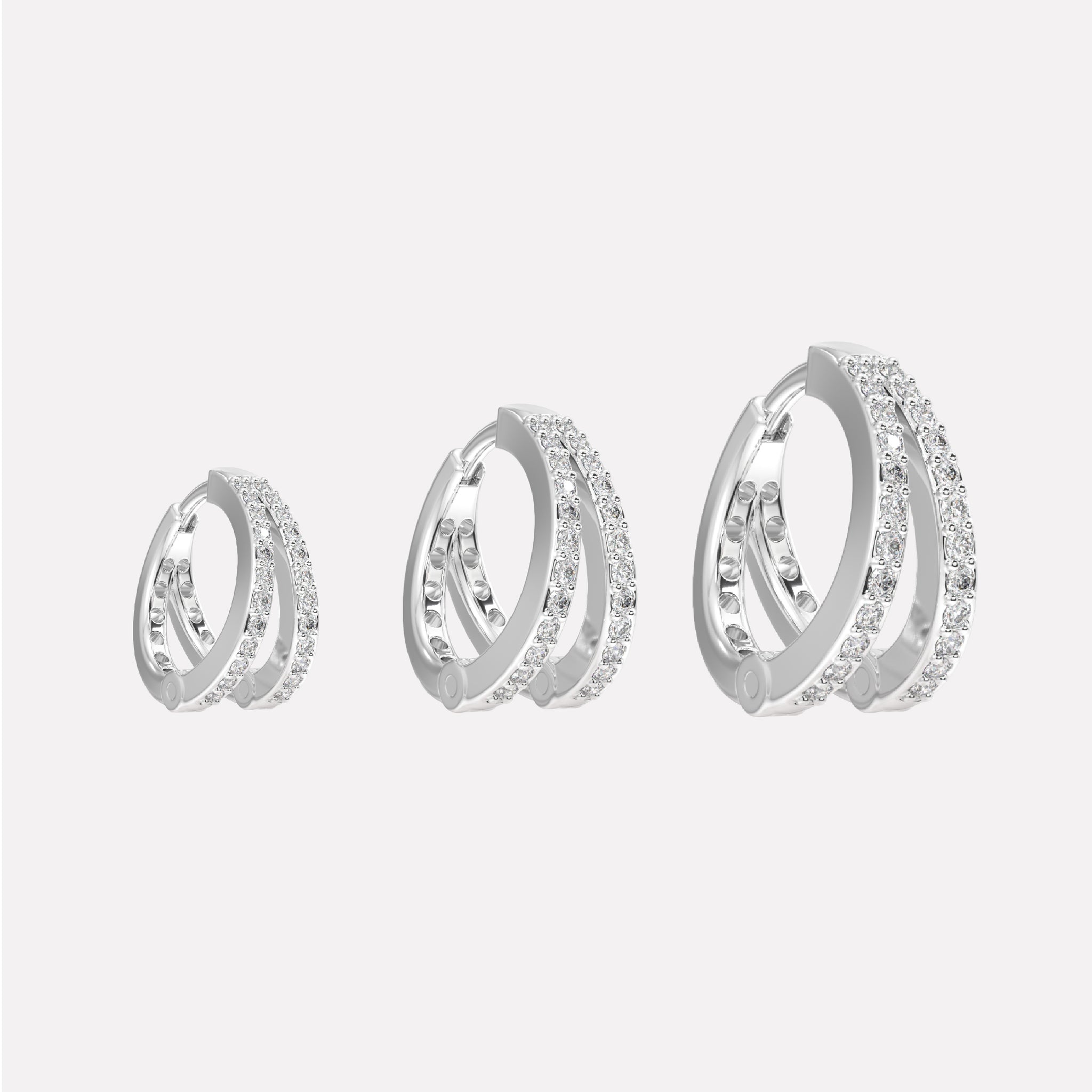 Zirconia Twin Hoops Multiple Sizes Hoop Earrings