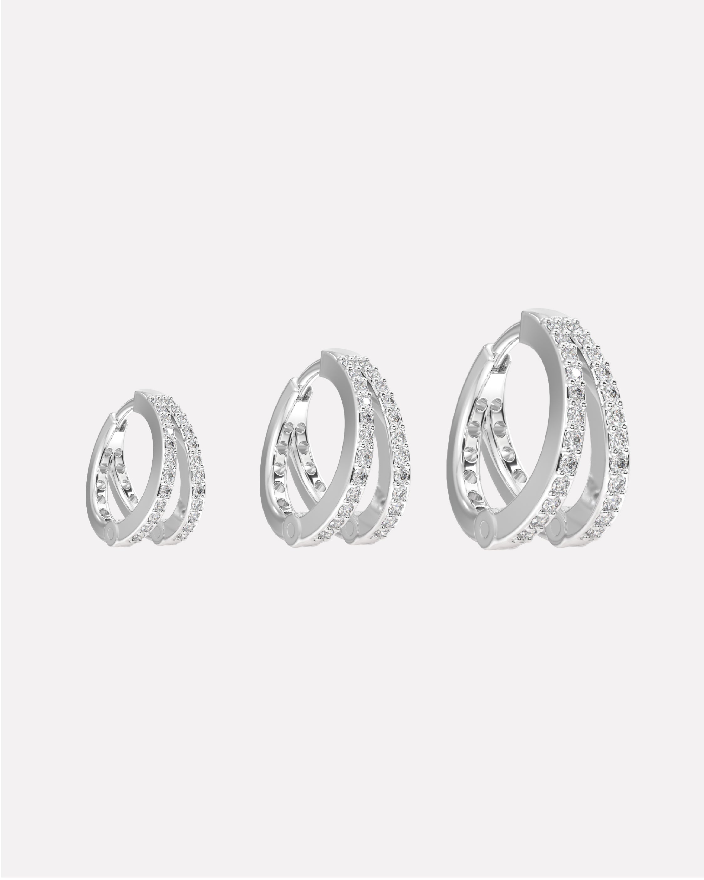 Zirconia Twin Hoops Multiple Sizes Hoop Earrings