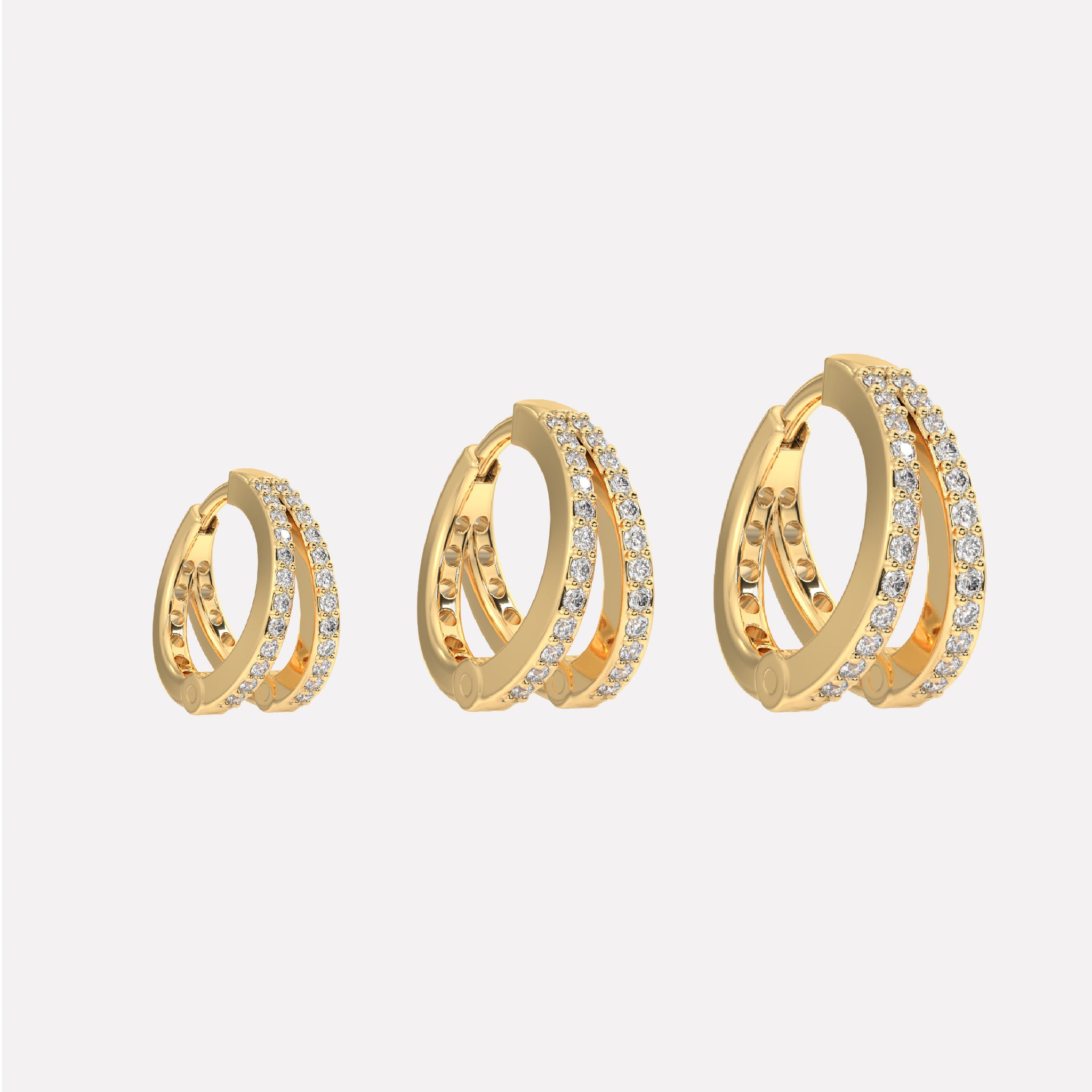 Zirconia Twin Hoops Multiple Sizes Hoop Earrings