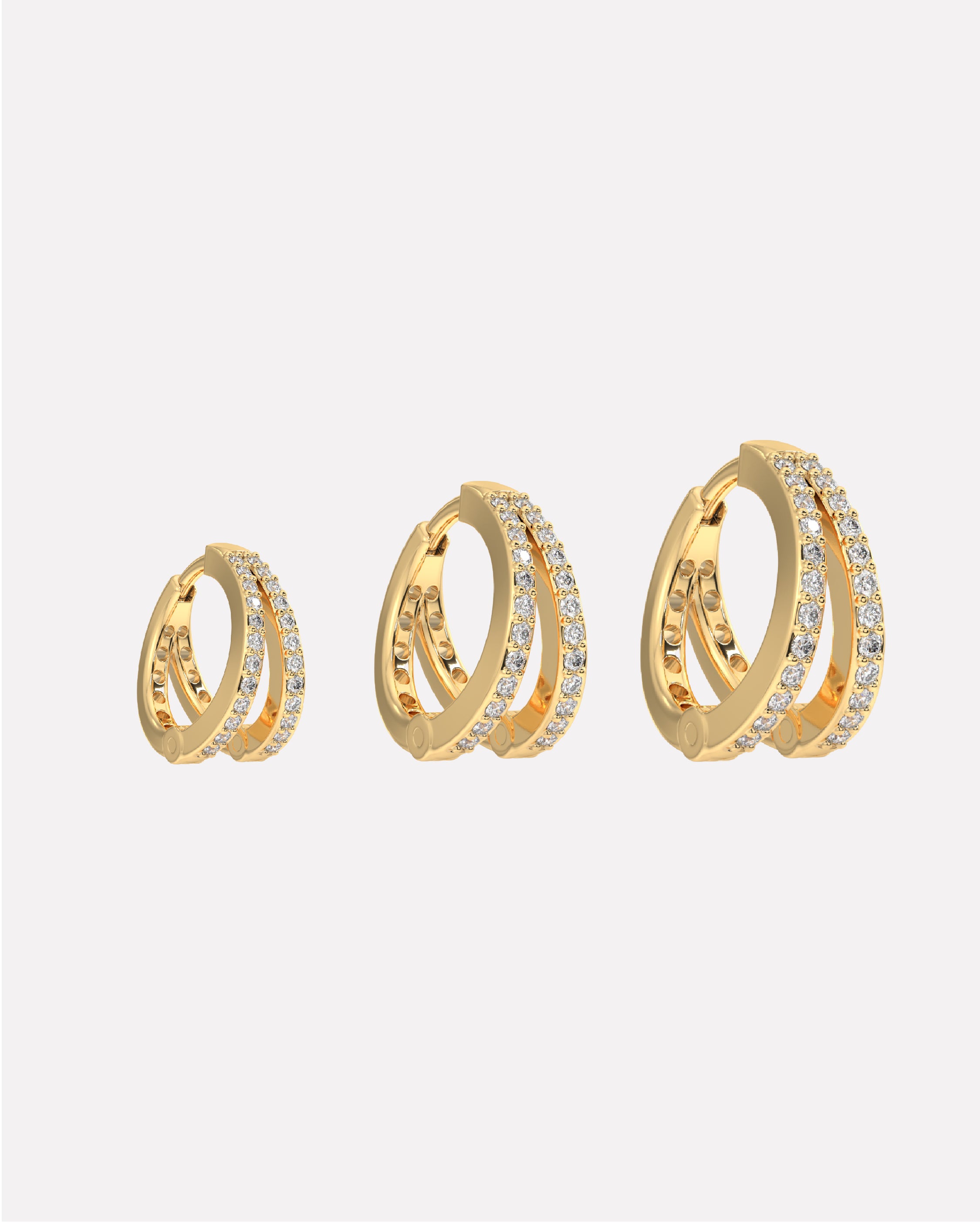 Zirconia Twin Hoops Multiple Sizes Hoop Earrings