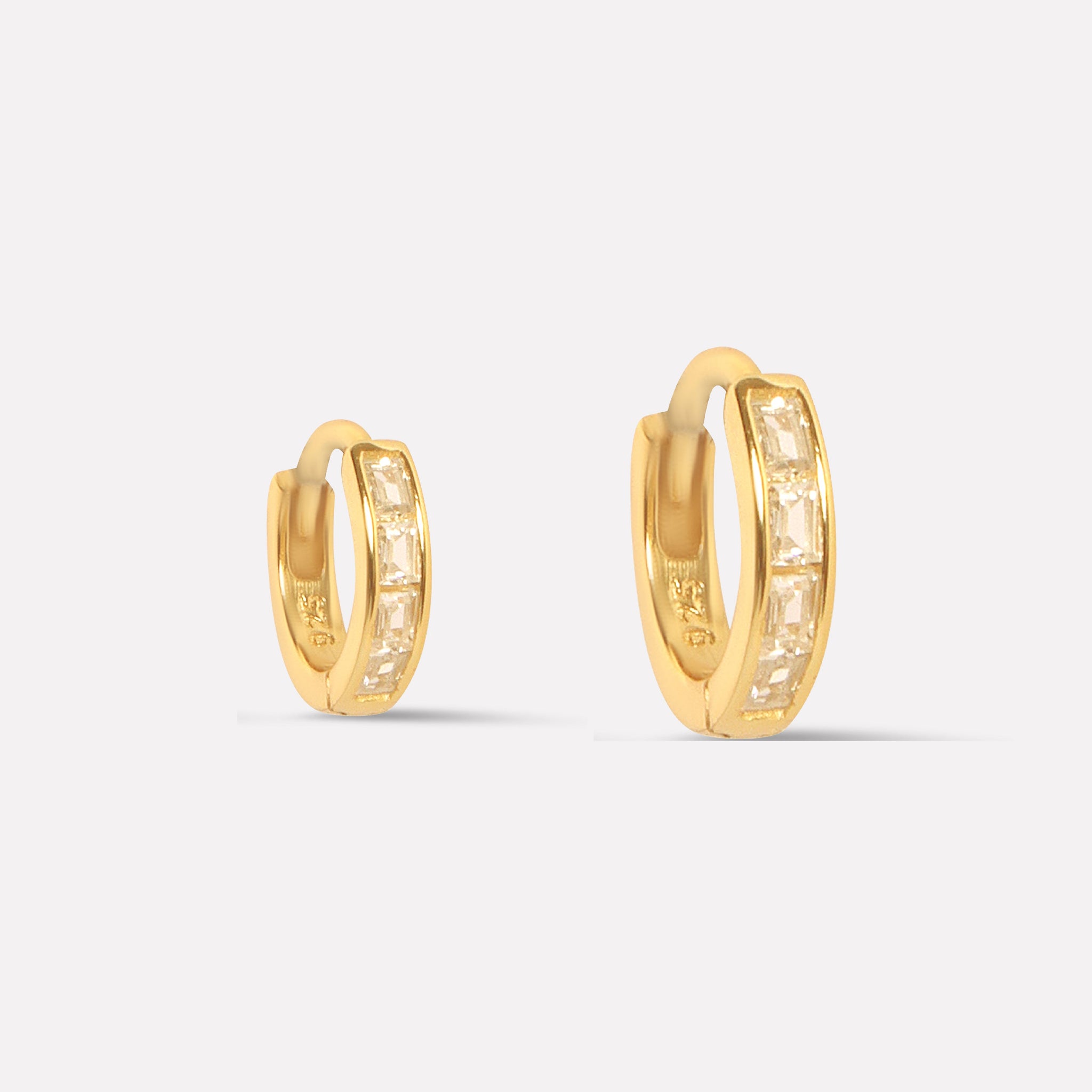 Statement Baguette Round Hoop Earrings