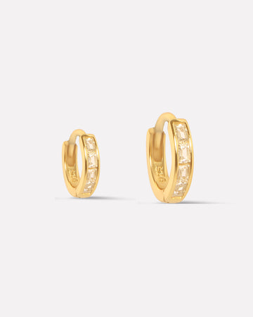 Statement Baguette Round Hoop Earrings