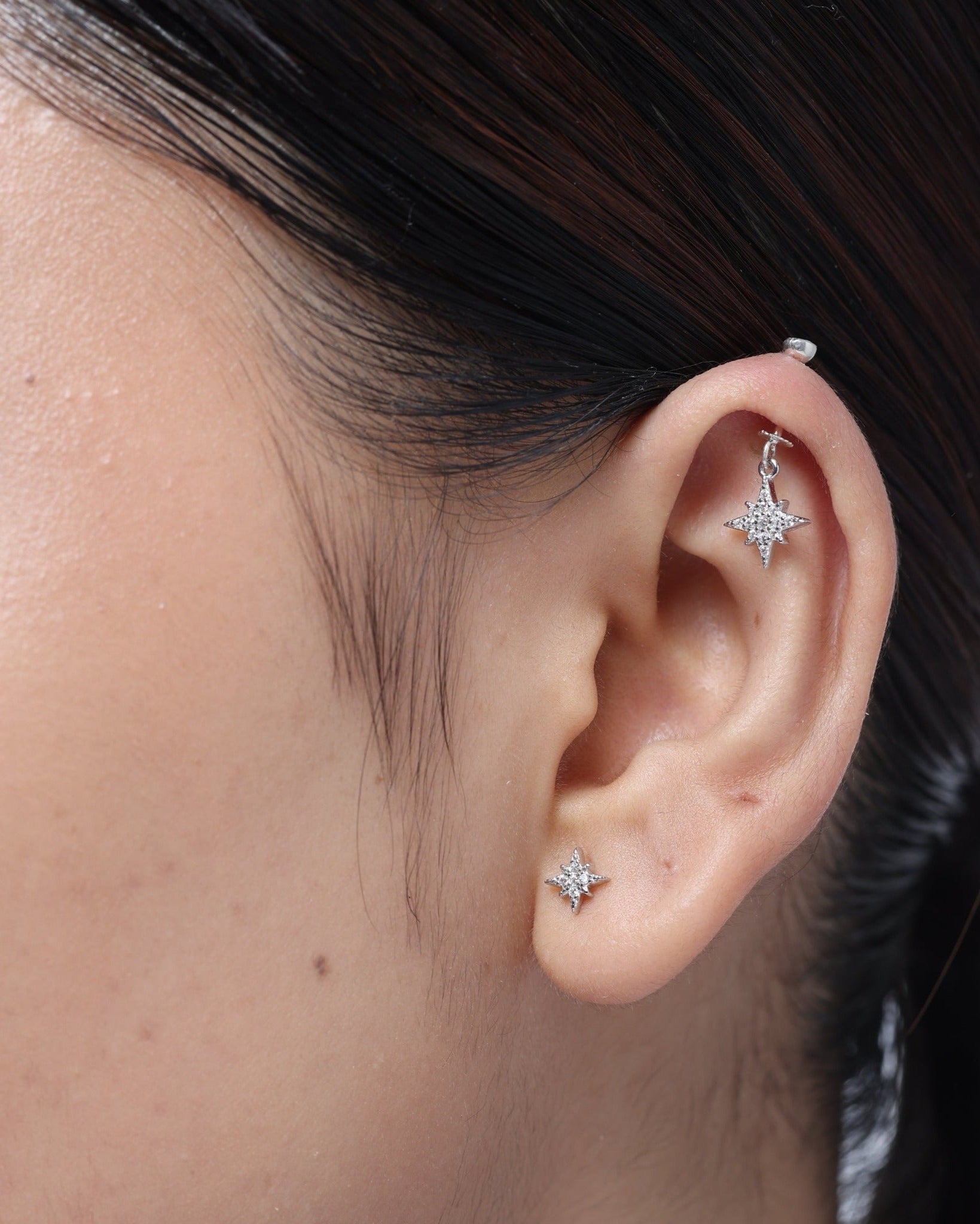 Star With Zircon Studs Earrings