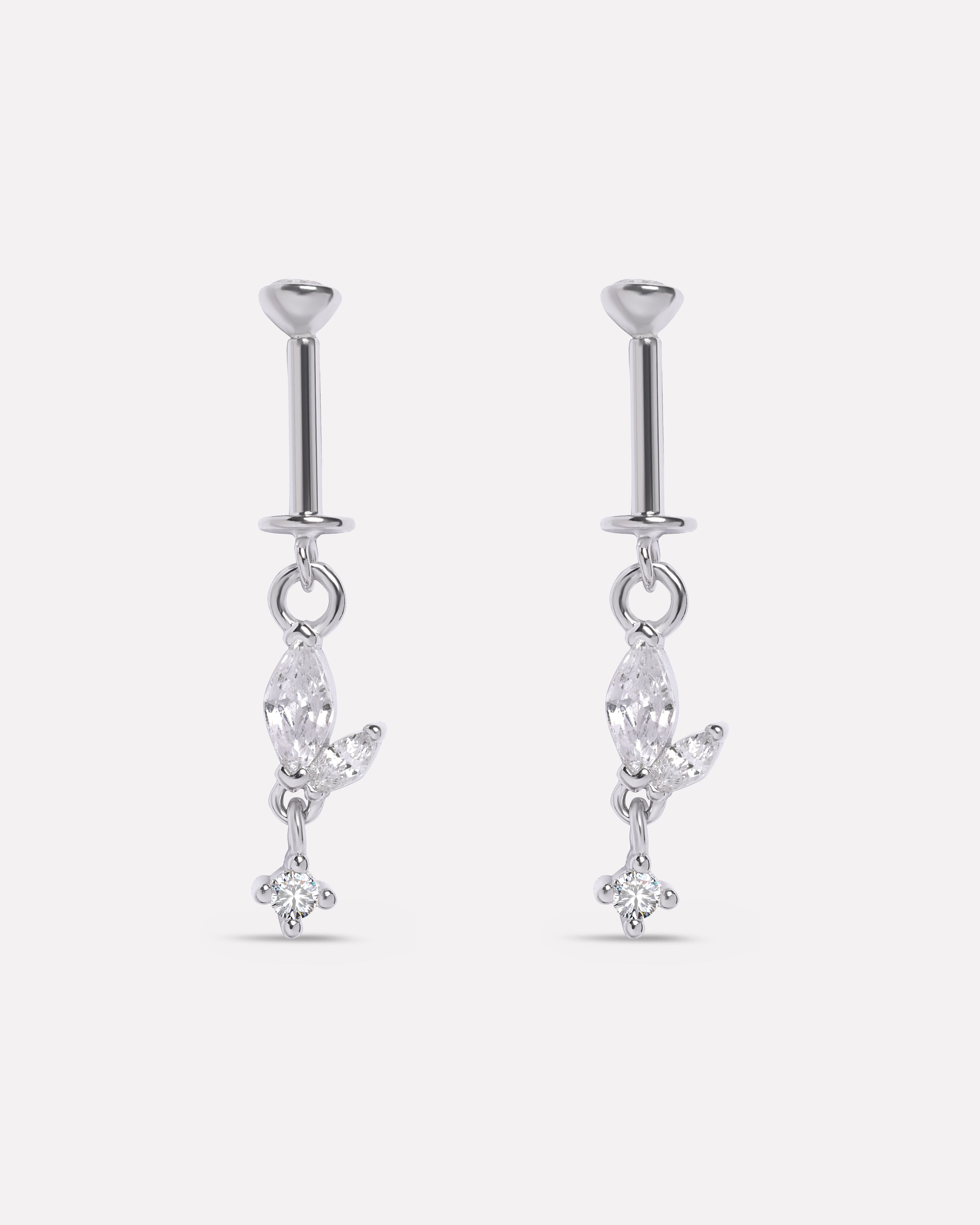 Two Petal Mini Drop Helix Piercings Hanging Earrings