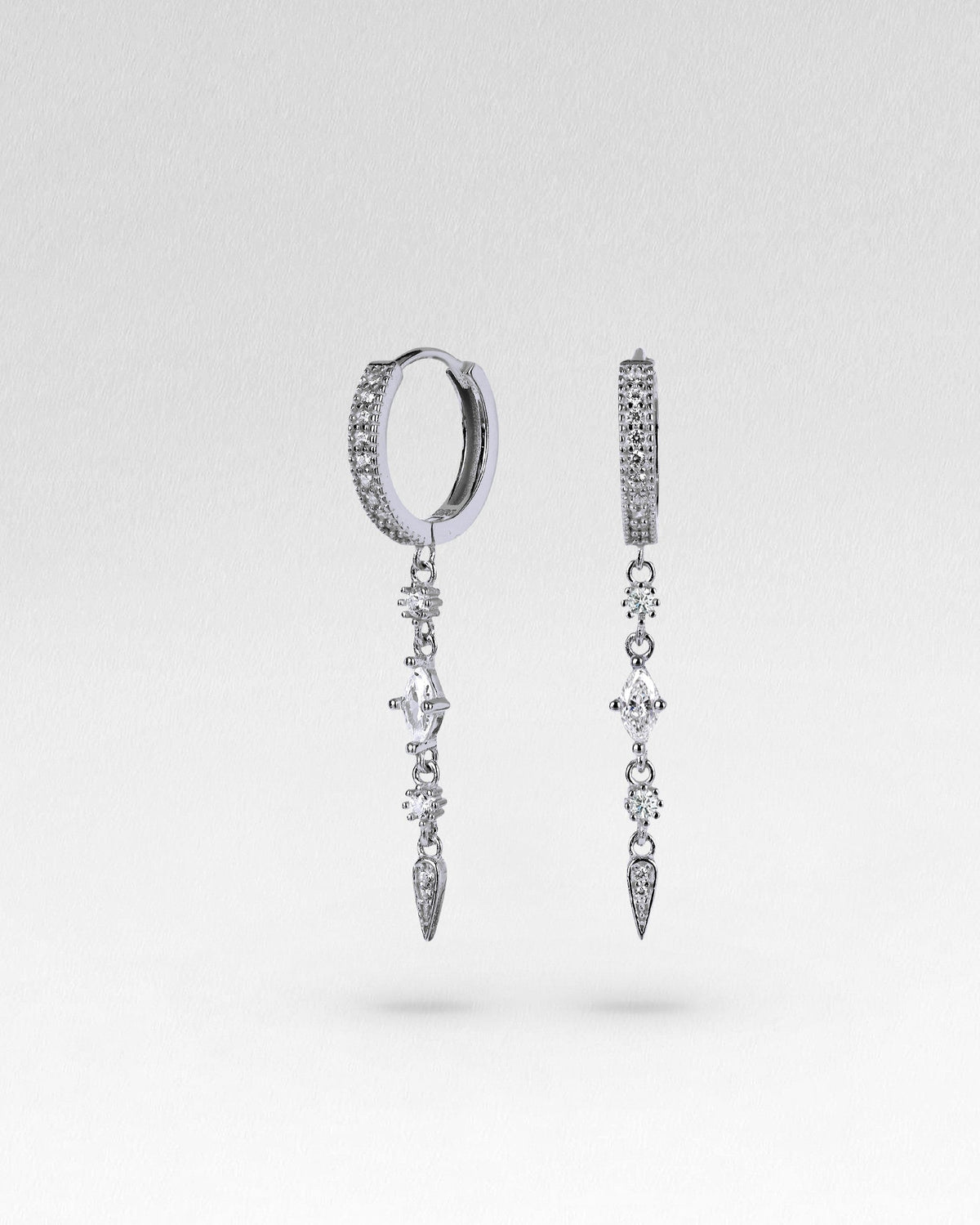 Pave Threader Charm Hoops