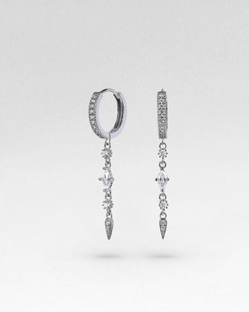 Pave Threader Charm Hoops