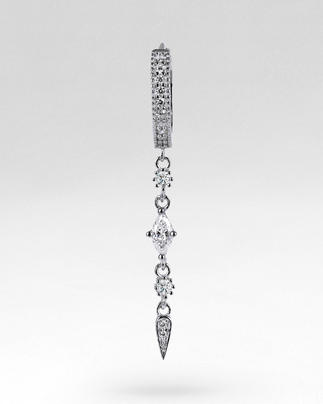 Pave Threader Charm Hoops