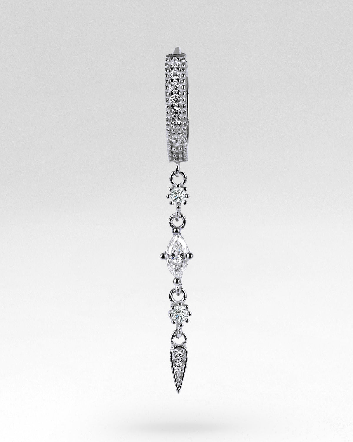 Pave Threader Charm Hoops