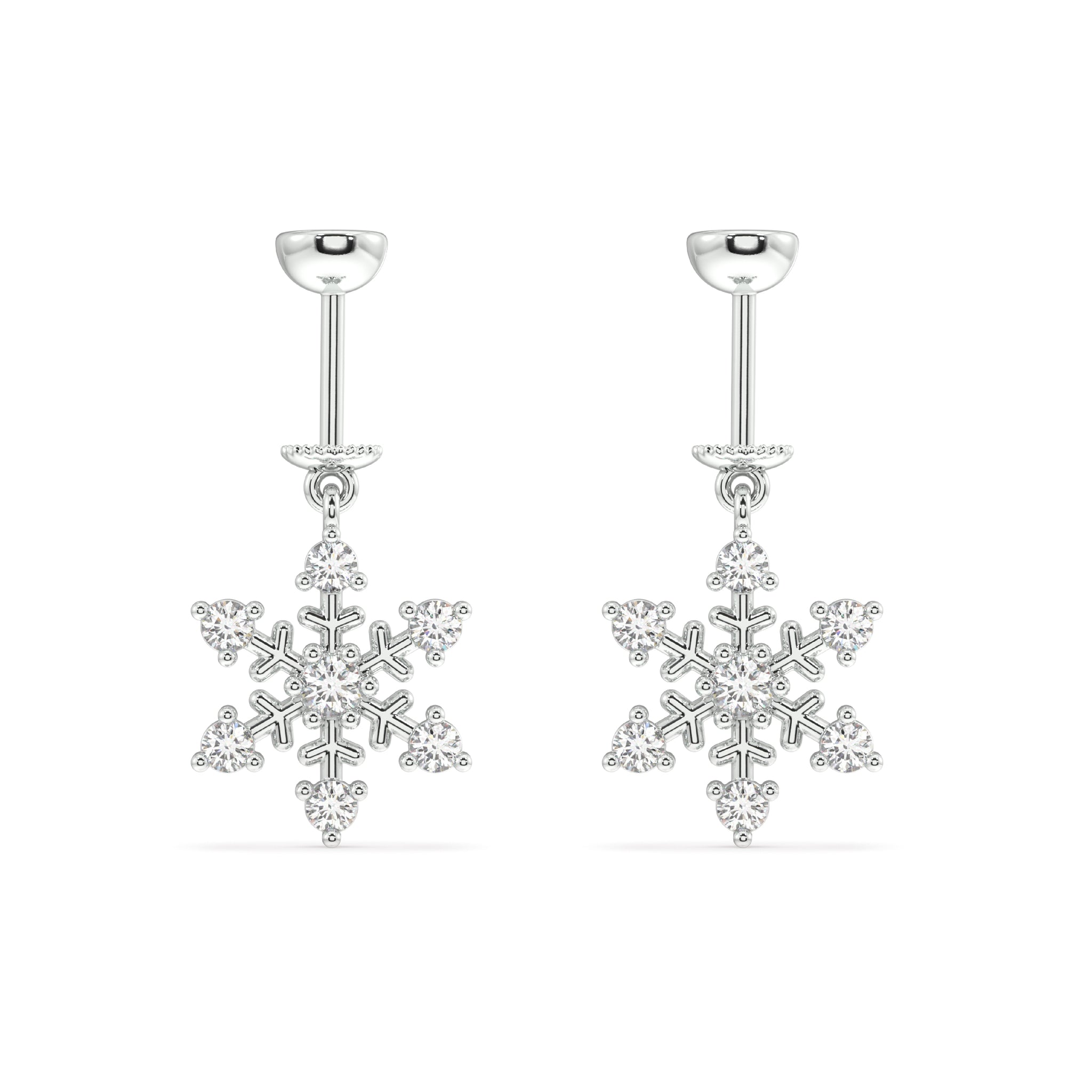 'Ice On Ear' Snowflake Screw Helix Hanging Earrings