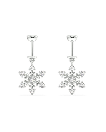 'Ice On Ear' Snowflake Screw Helix Hanging Earrings