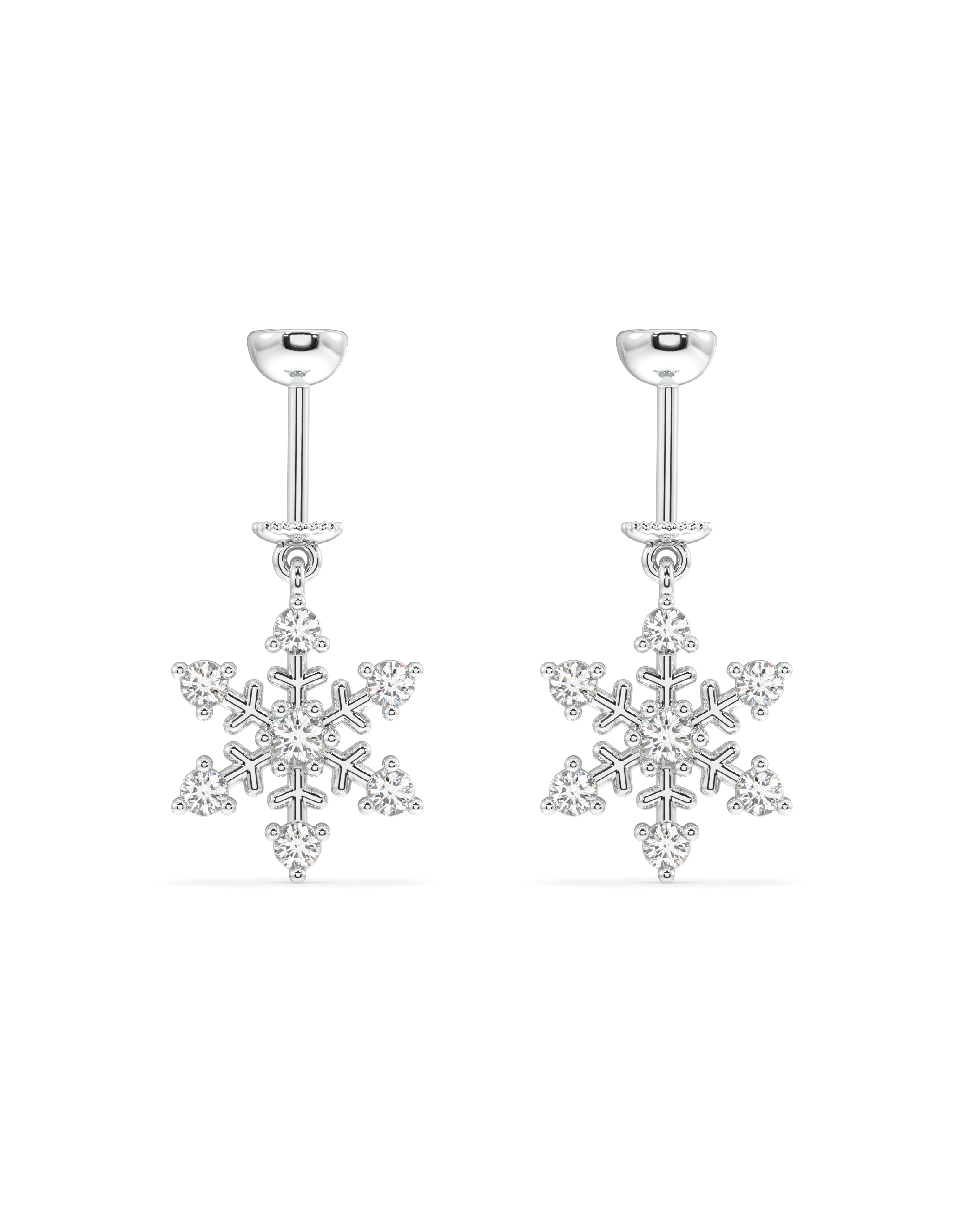 'Ice On Ear' Snowflake Screw Helix Hanging Earrings