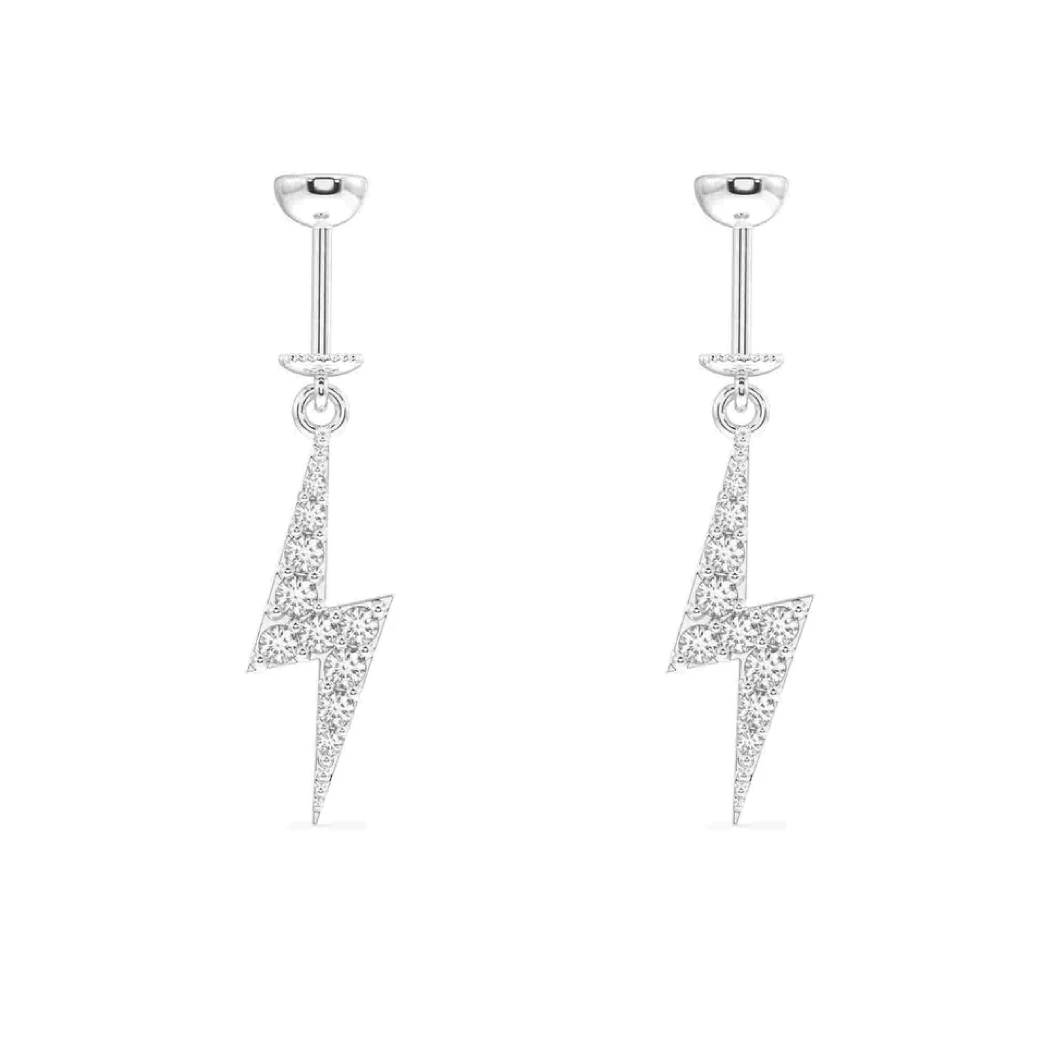 Zircon Studded Thunder Screw Helix Hanging Earrings