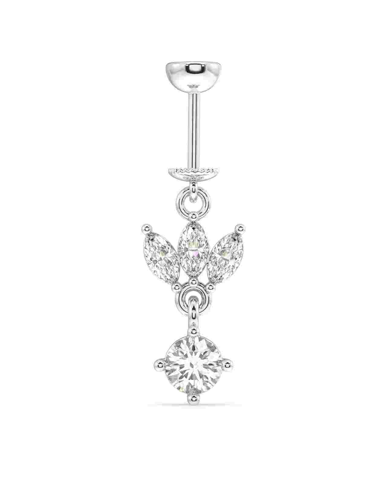 Helix Earrings - Zircon Dreamcatcher featuring a lotus design with a sparkling zircon stone drop, ideal for helix piercings and elegant styling.