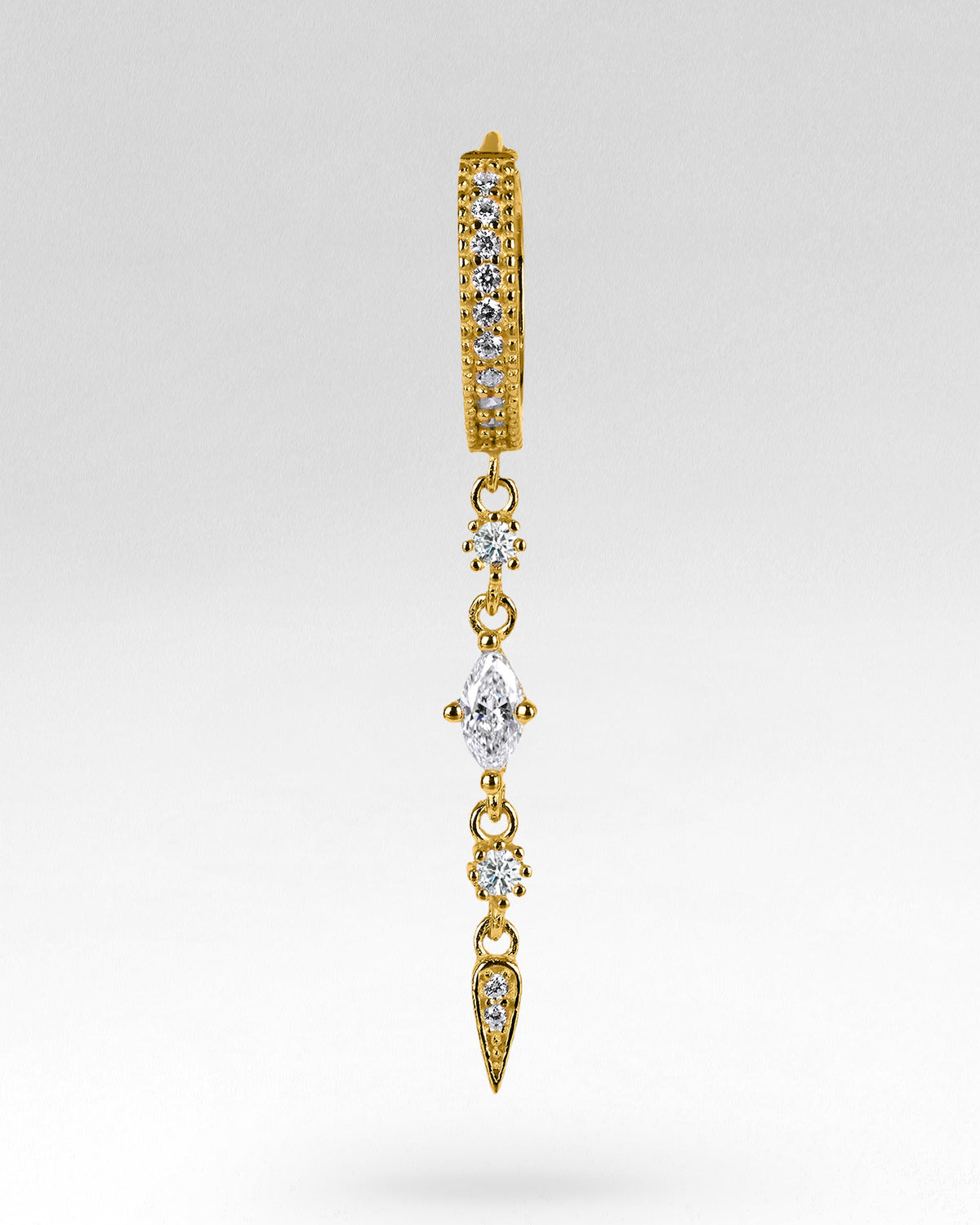 Pave Threader Charm Hoops
