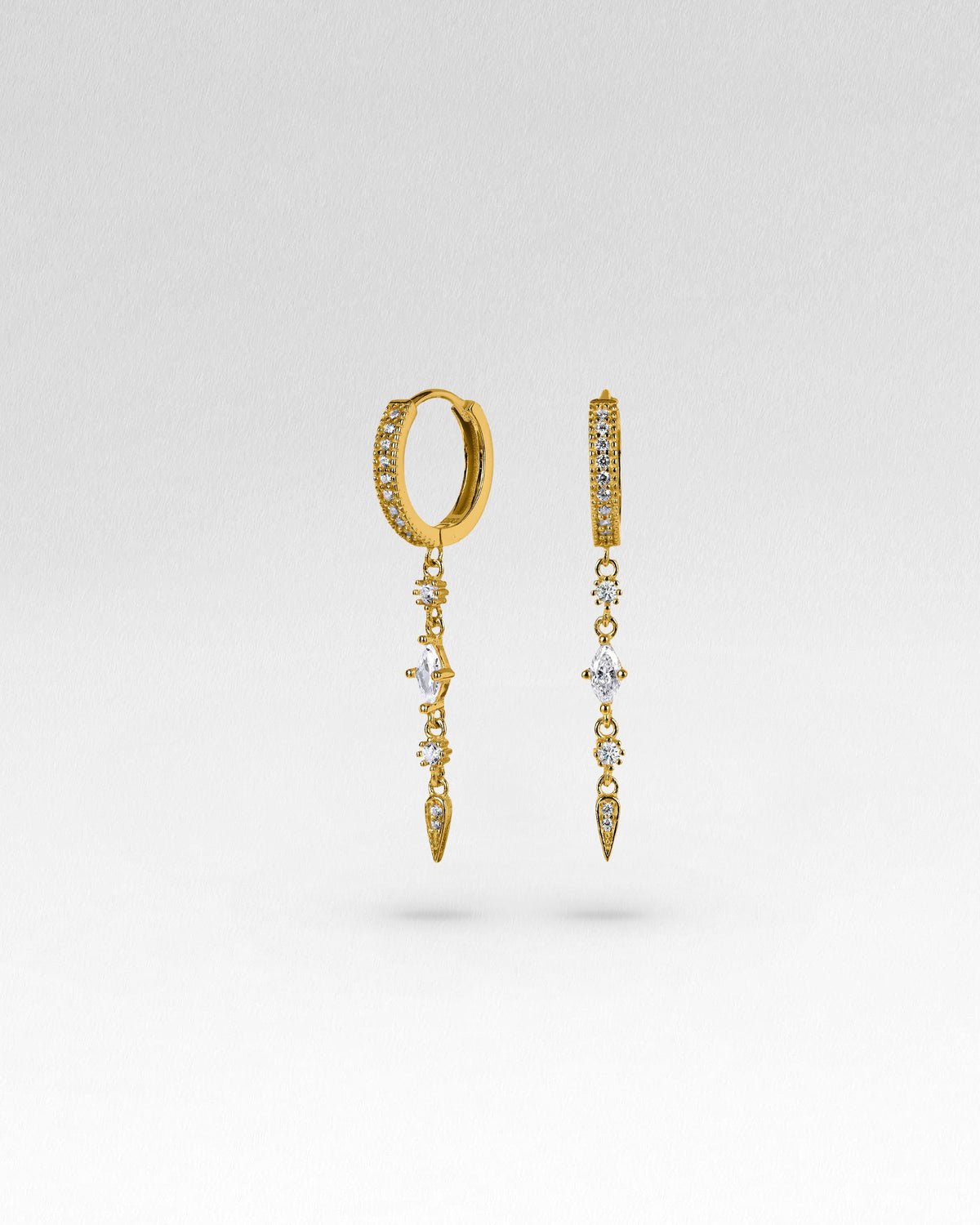 Pave Threader Charm Hoops
