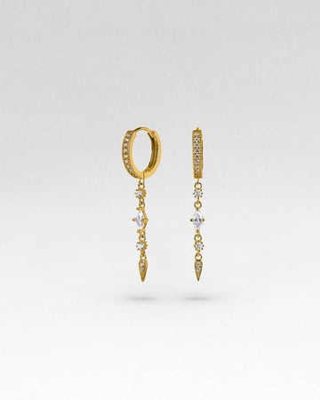 Pave Threader Charm Hoops