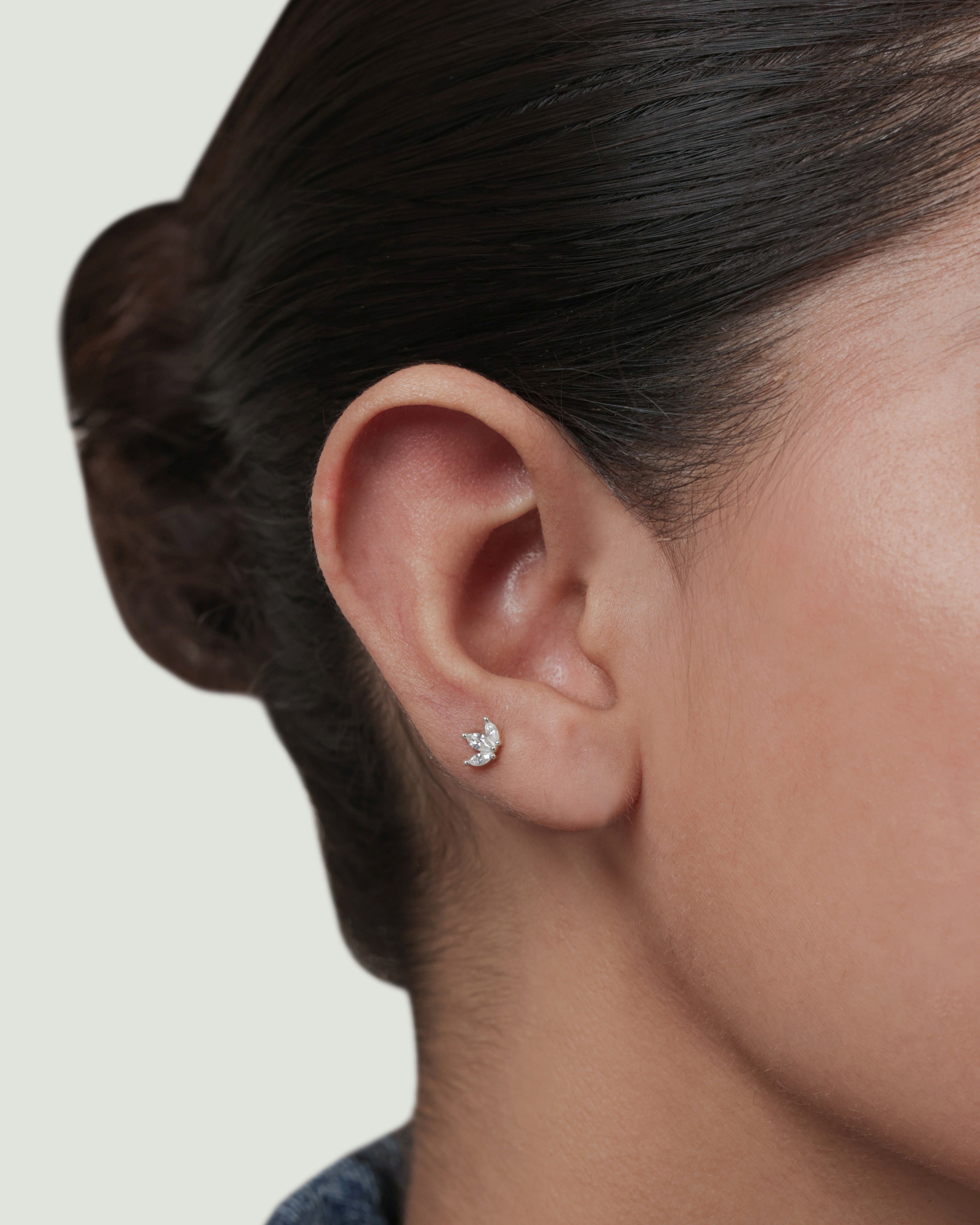 Lotus Flat Back Screw Stud Earrings