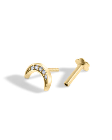 Crescent Moon Flat Back Screw Stud Earrings