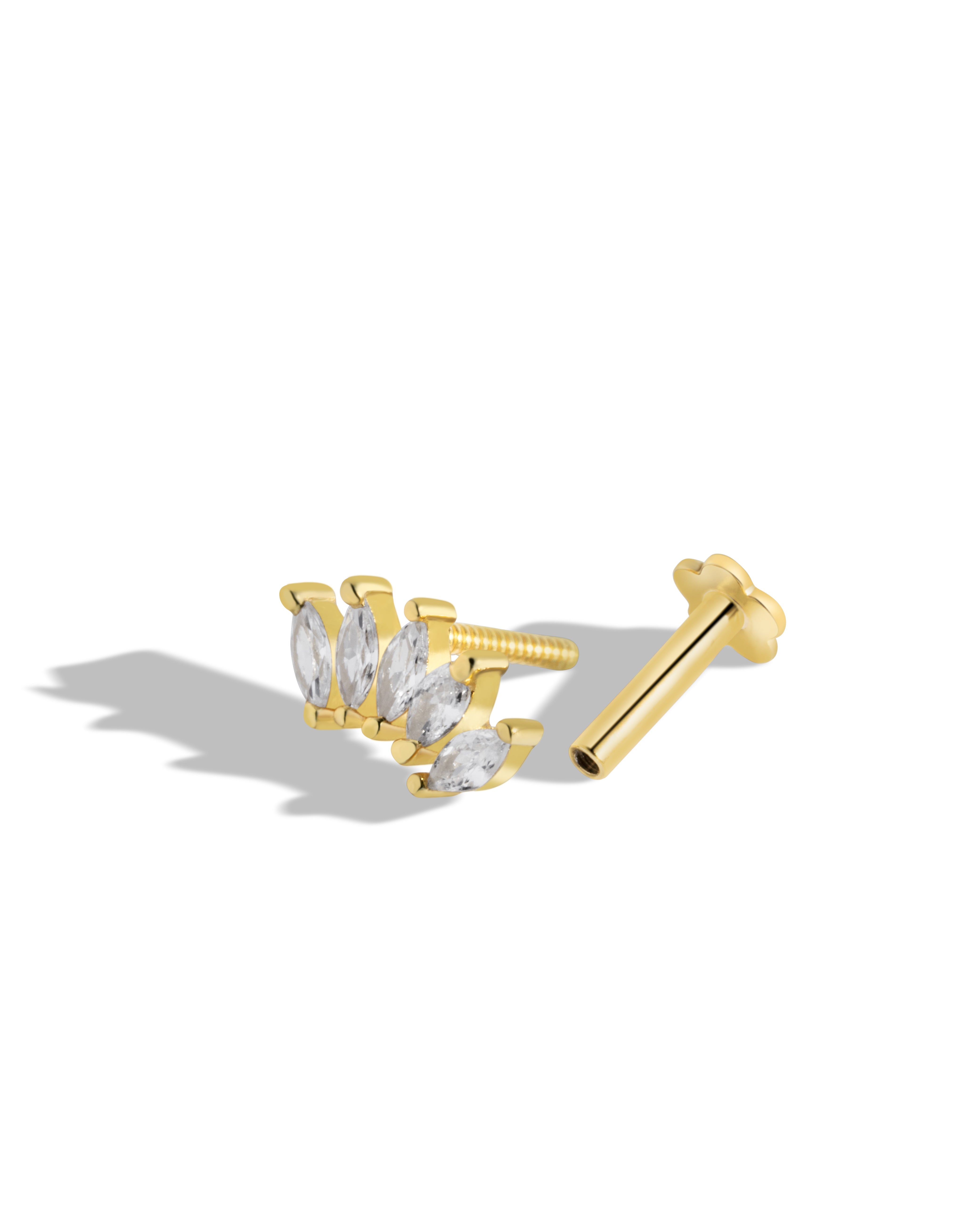 Marquise Crown Flat Back Screw Stud Earrings
