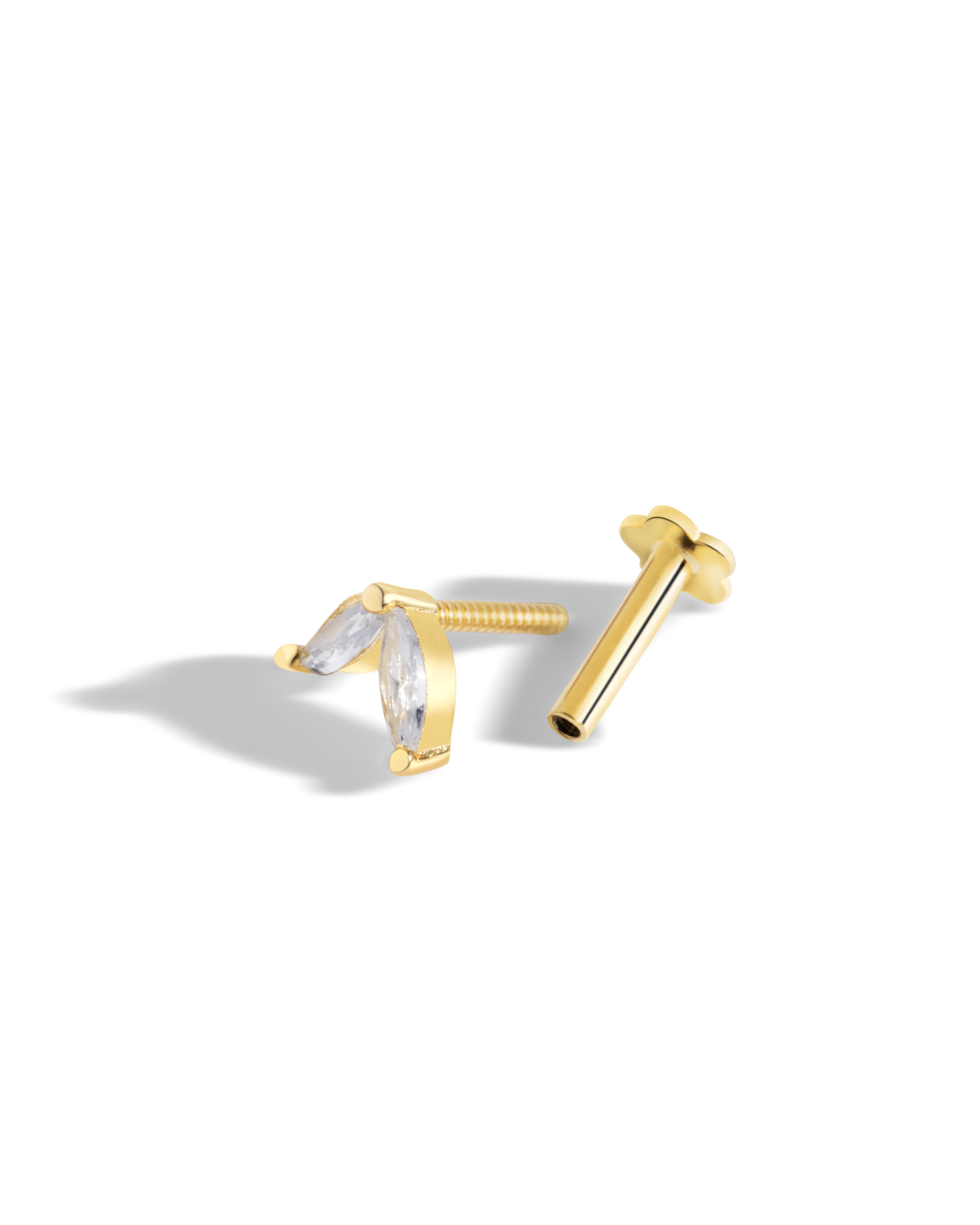 Twin Petals Flat Back Screw Stud Earrings