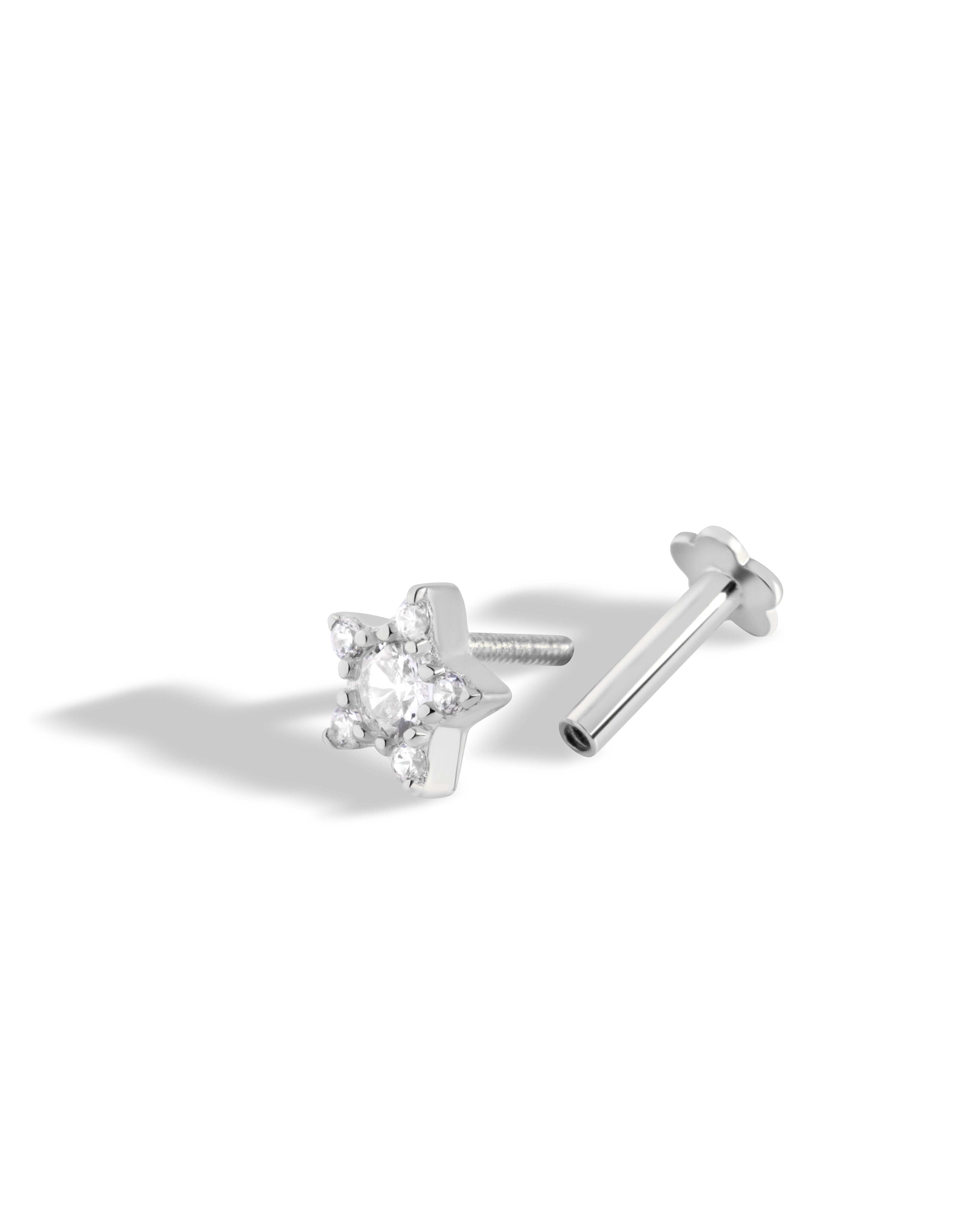 Star Threaded Flat Back Screw Stud Earrings