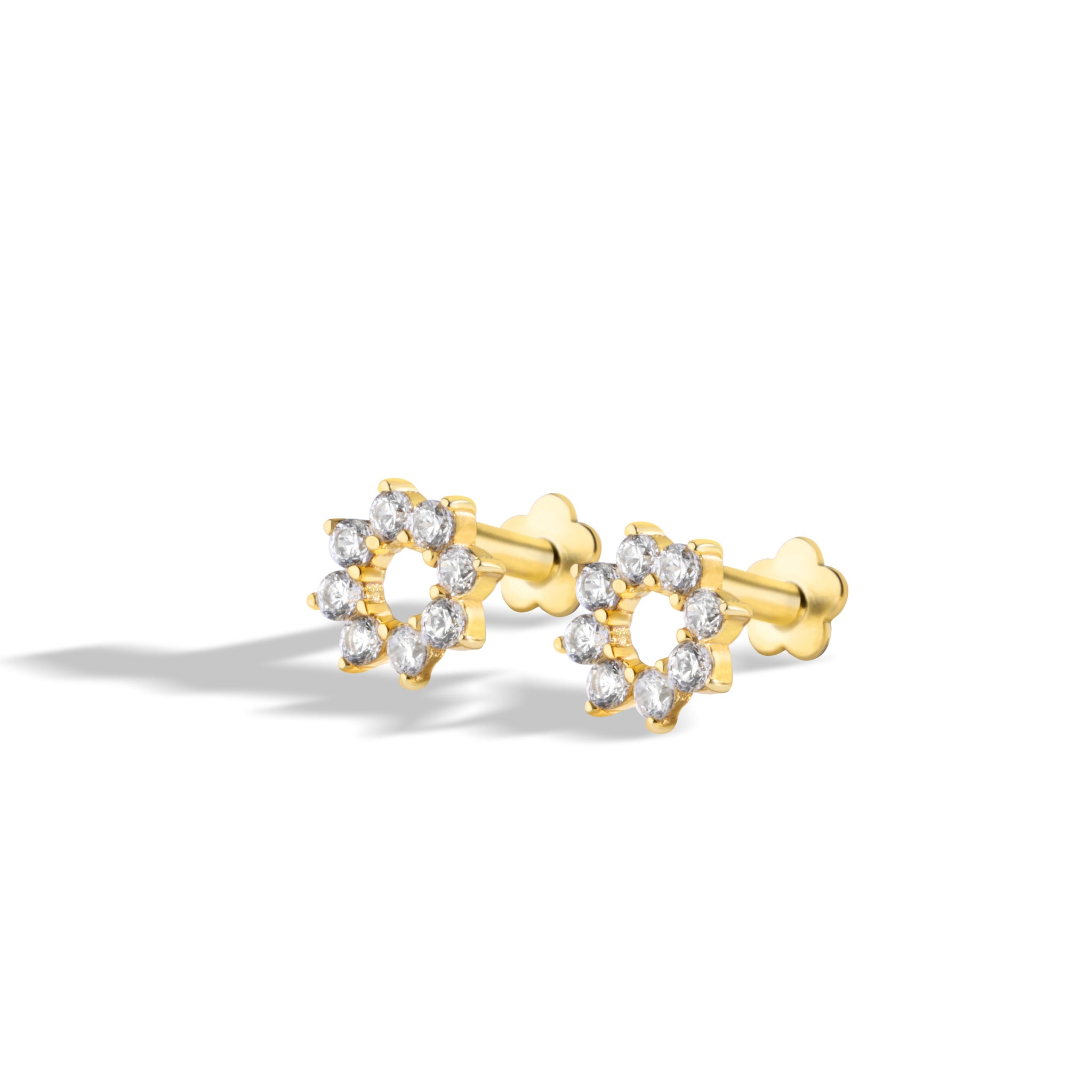 Dazzle Lilly Flat Back Screw Stud Earrings