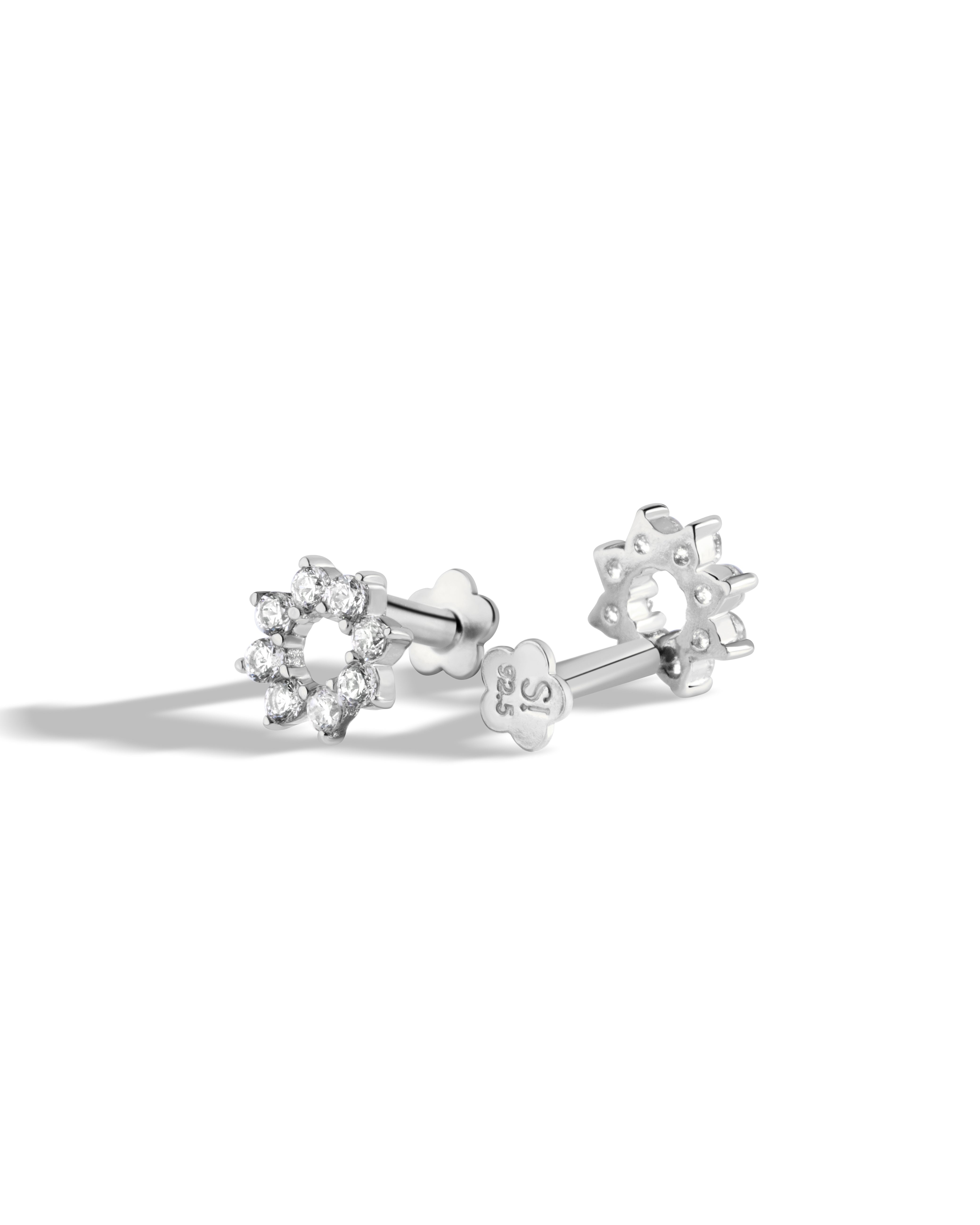Dazzle Lilly Flat Back Screw Stud Earrings
