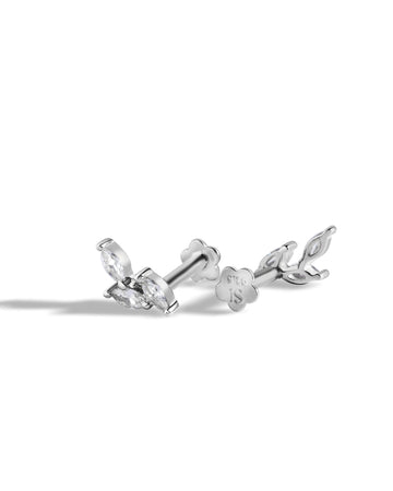 Zirconia Leaflet Climber Flat Back Screw Stud Earrings