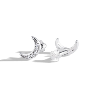 Crescent Moon Flat Back Screw Stud Earrings