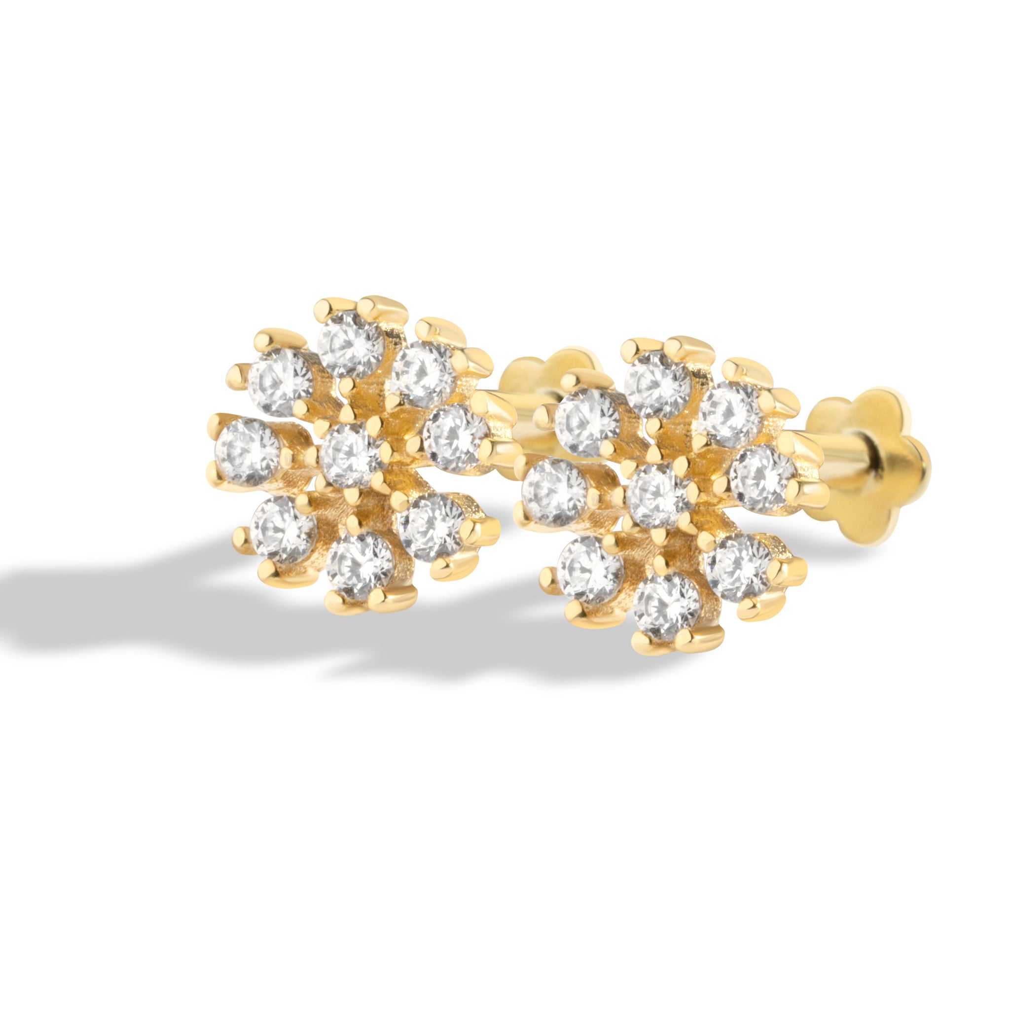 Floral Flat Back Screw Stud Earrings