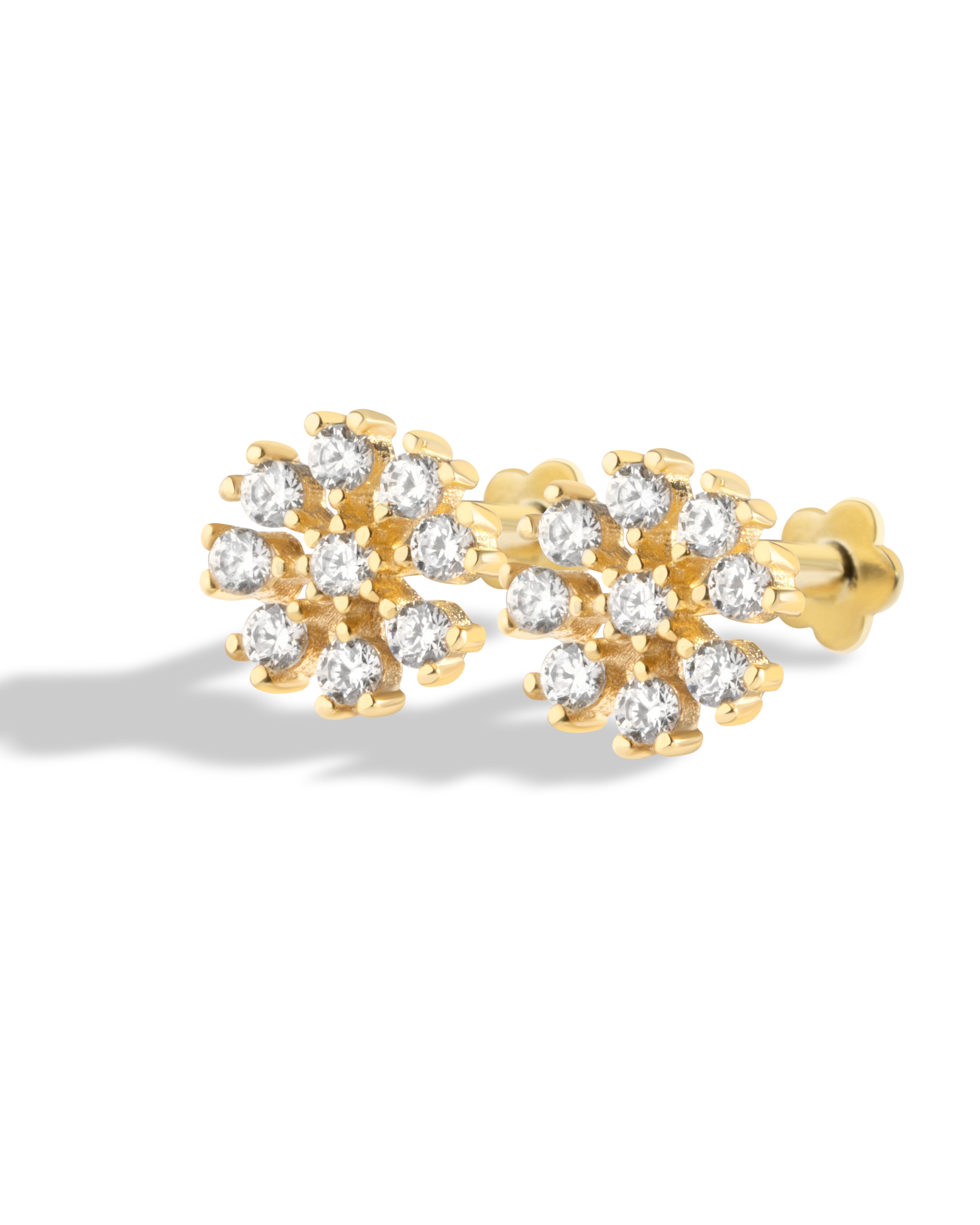 Floral Flat Back Screw Stud Earrings