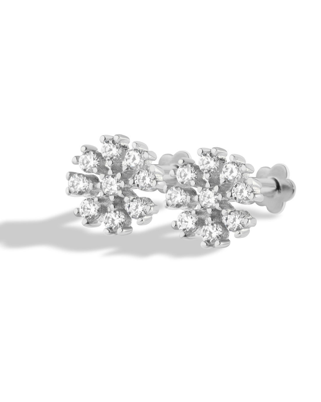 Floral Flat Back Screw Stud Earrings