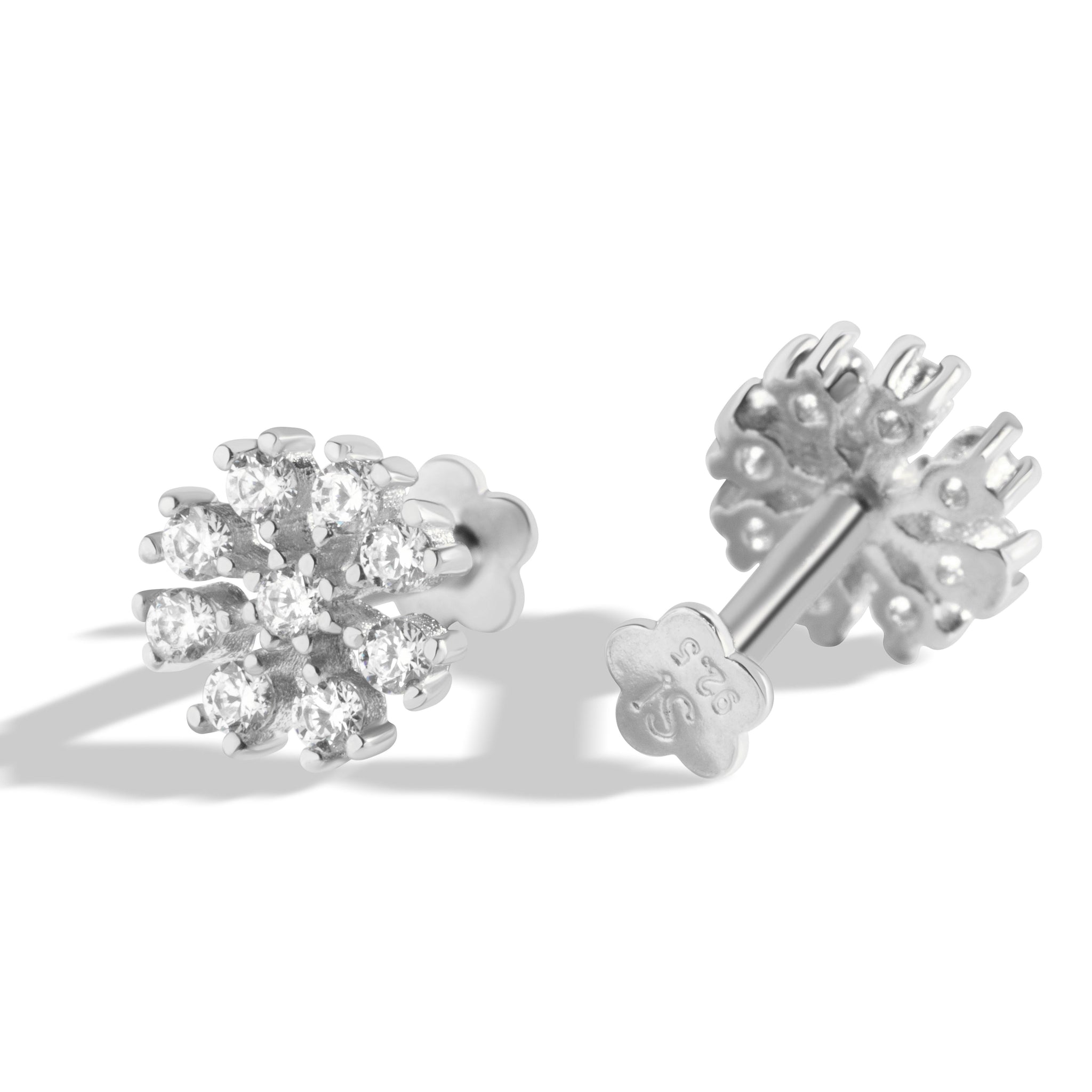 Floral Flat Back Screw Stud Earrings