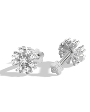 Floral Flat Back Screw Stud Earrings