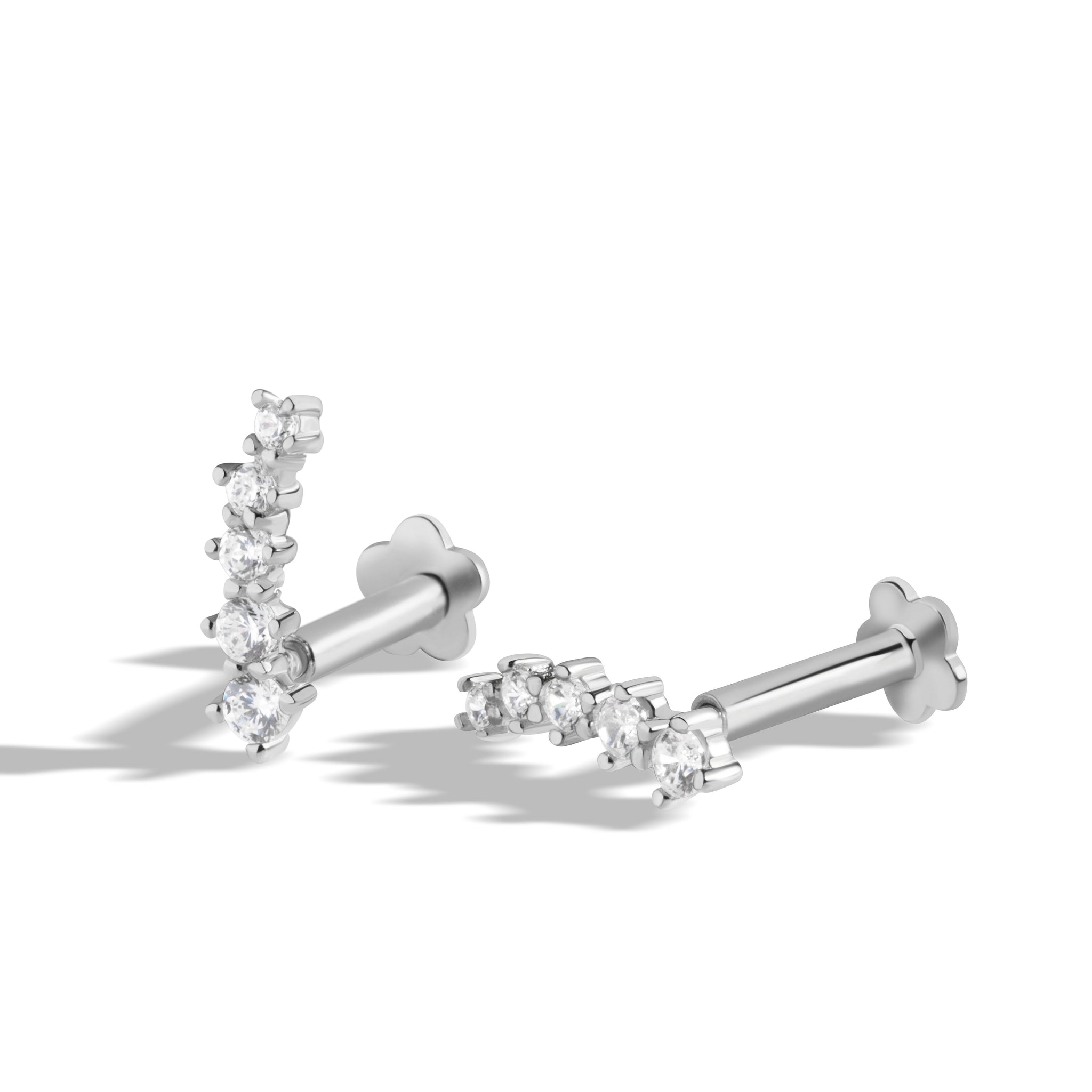 Multi Stone Climber Flat Back South Screw Stud Earrings