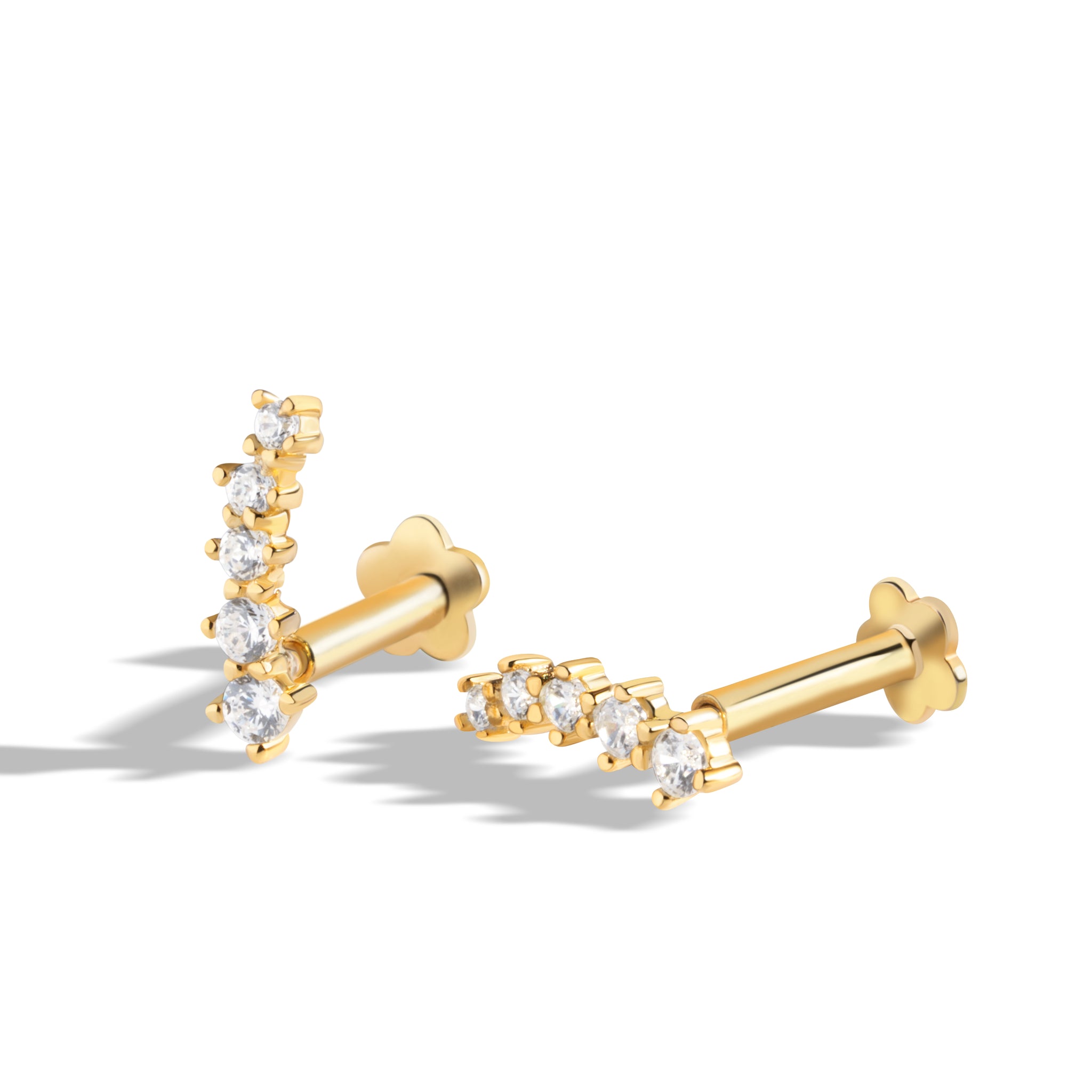 Multi Stone Climber Flat Back South Screw Stud Earrings