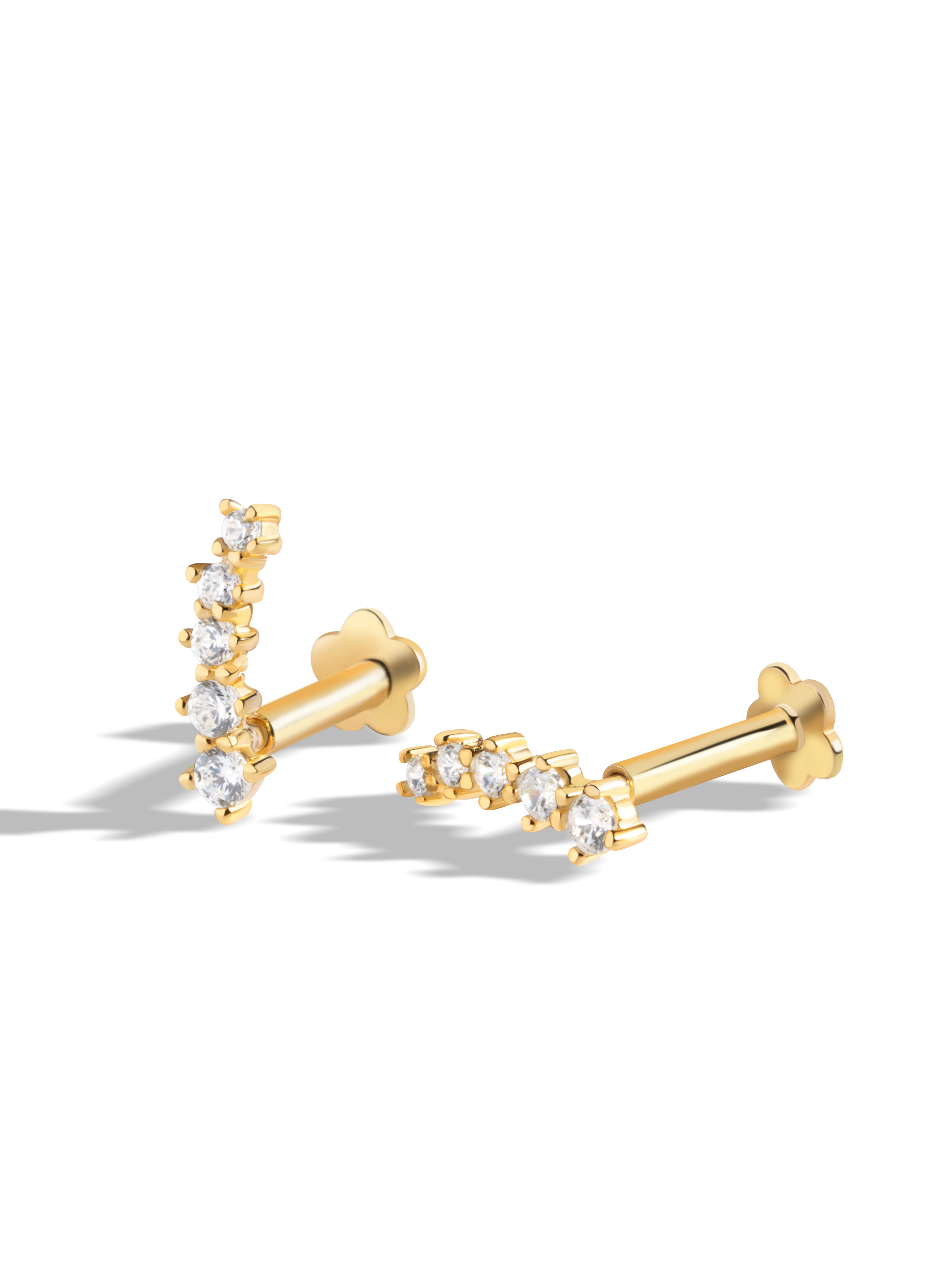 Multi Stone Climber Flat Back South Screw Stud Earrings