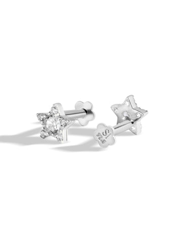 Star Threaded Flat Back Screw Stud Earrings