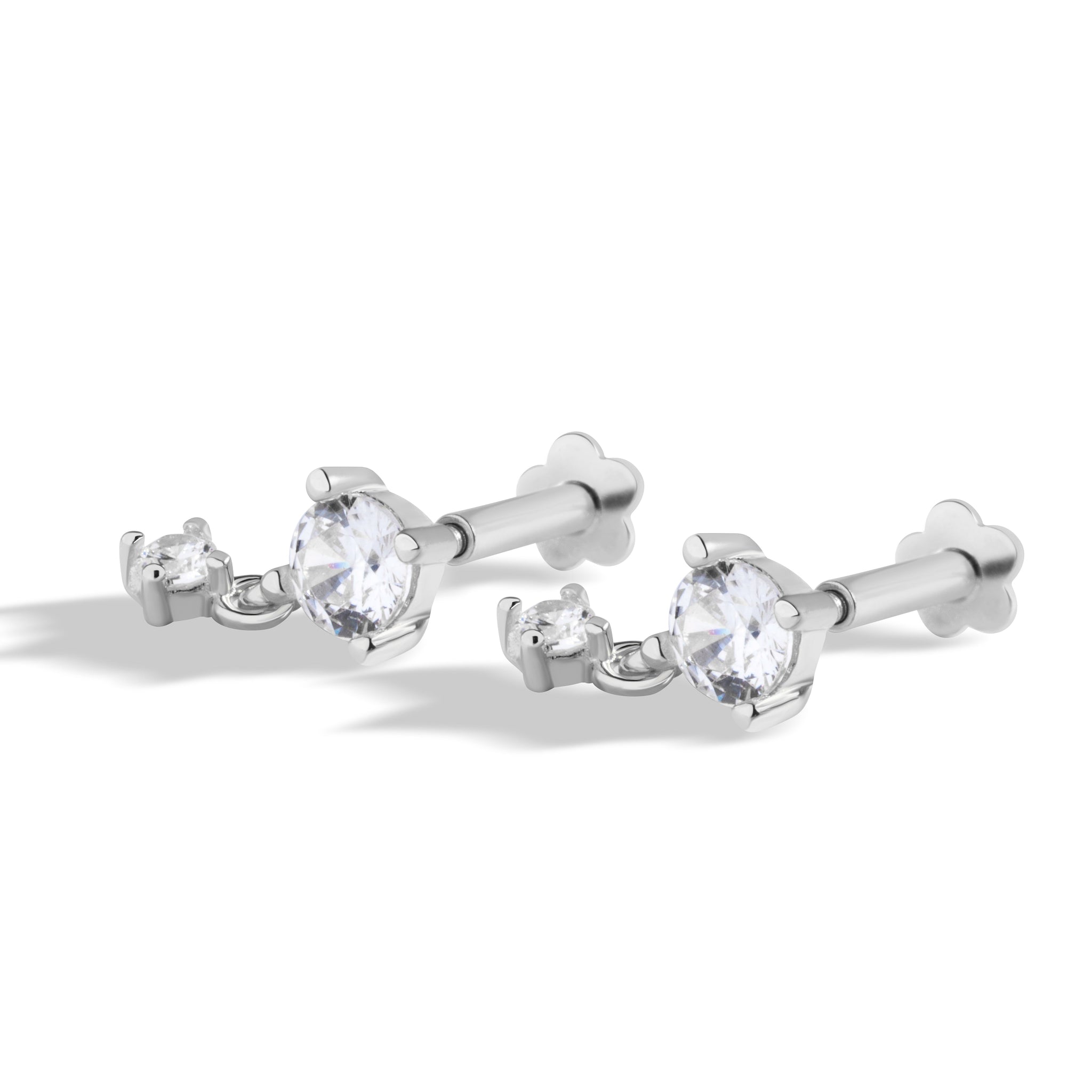 Dangle Threaded Flat Back Screw Stud Earrings
