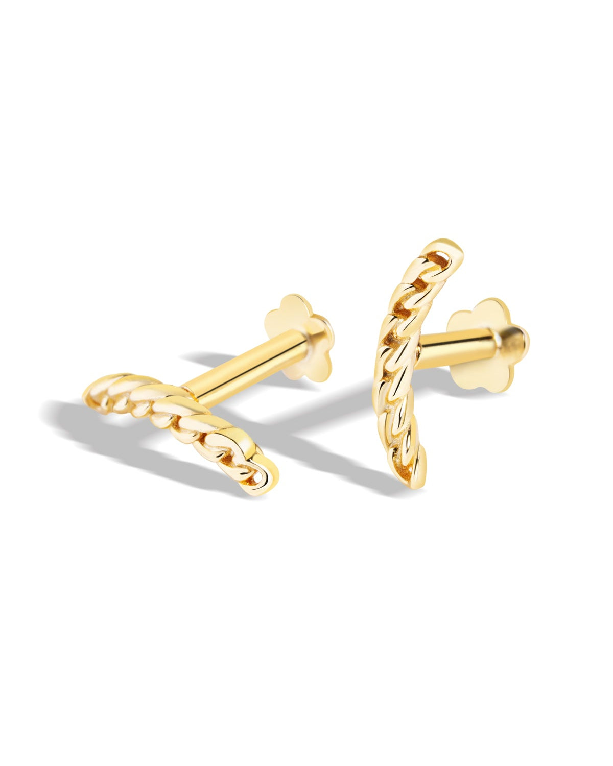 Twist Link Earrings Flat Back Stud Earrings