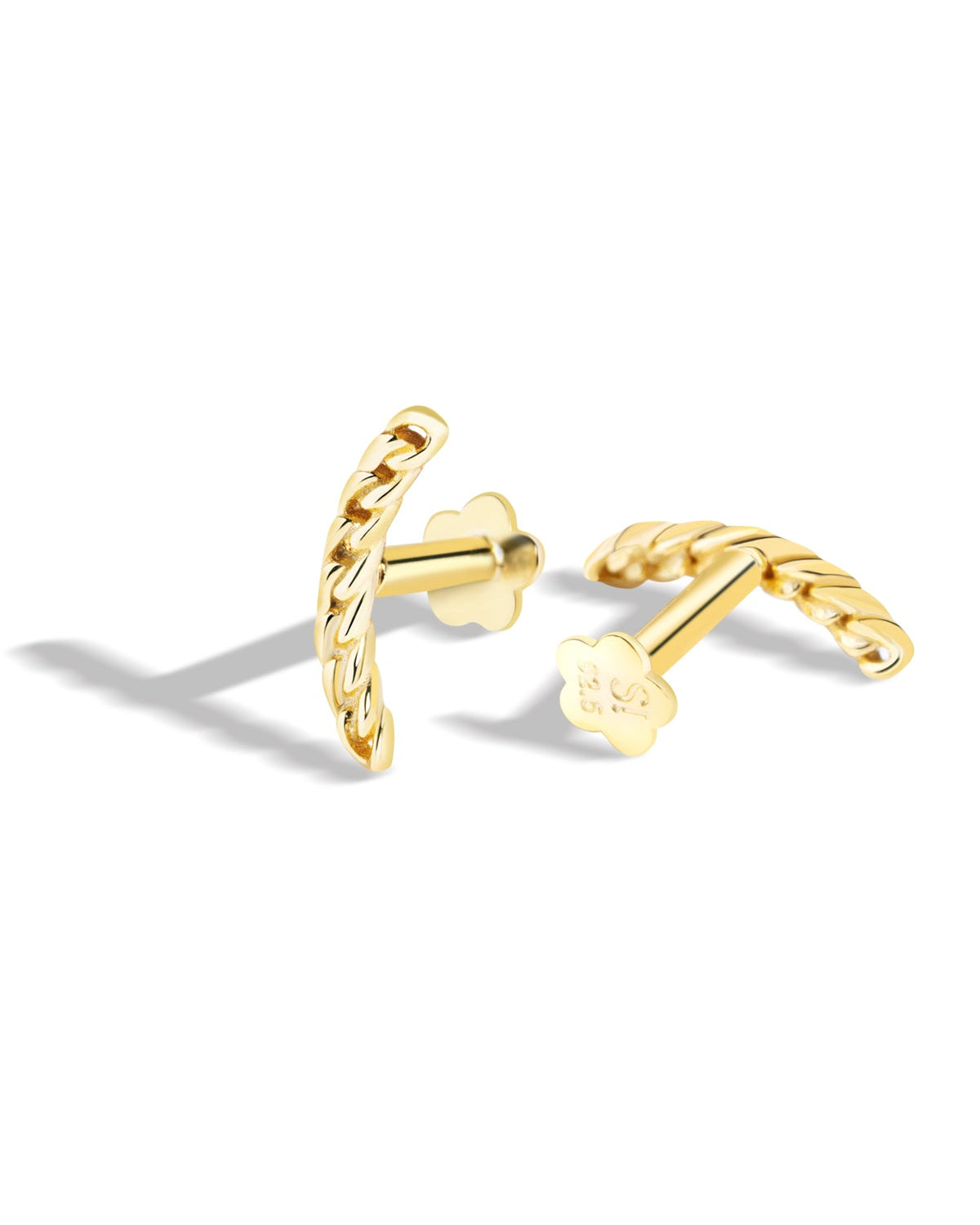Twist Link Earrings Flat Back Stud Earrings