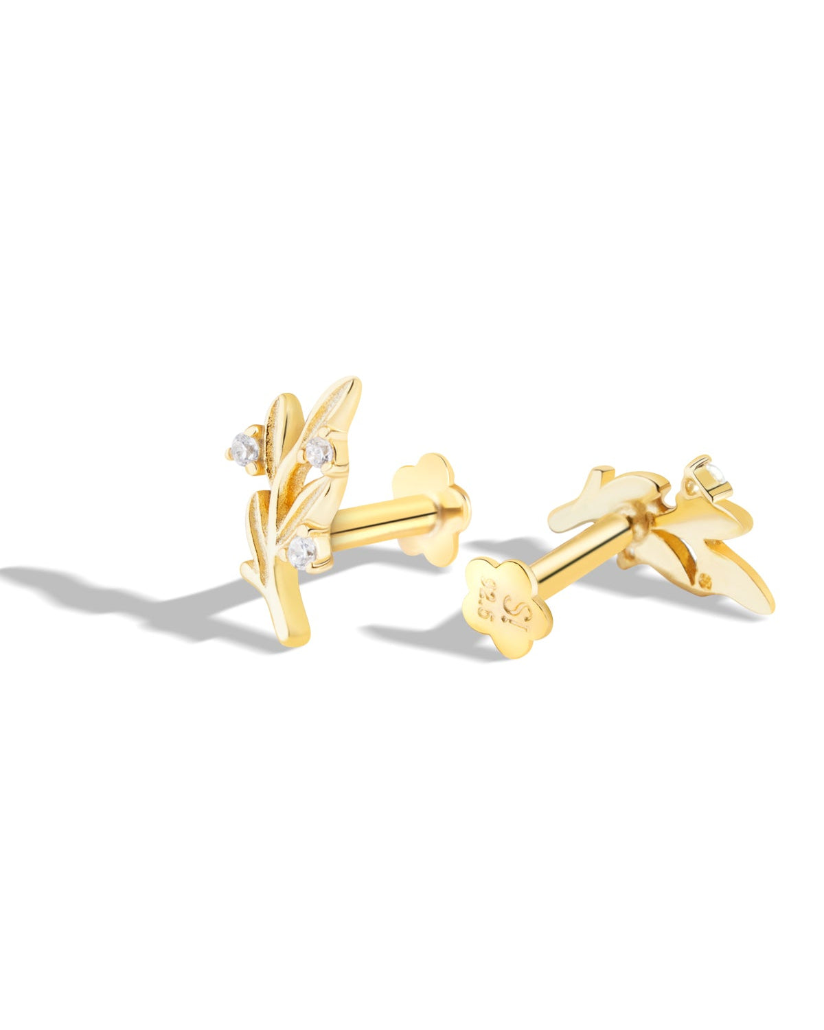 Leaflet Sparkle Stud Earrings