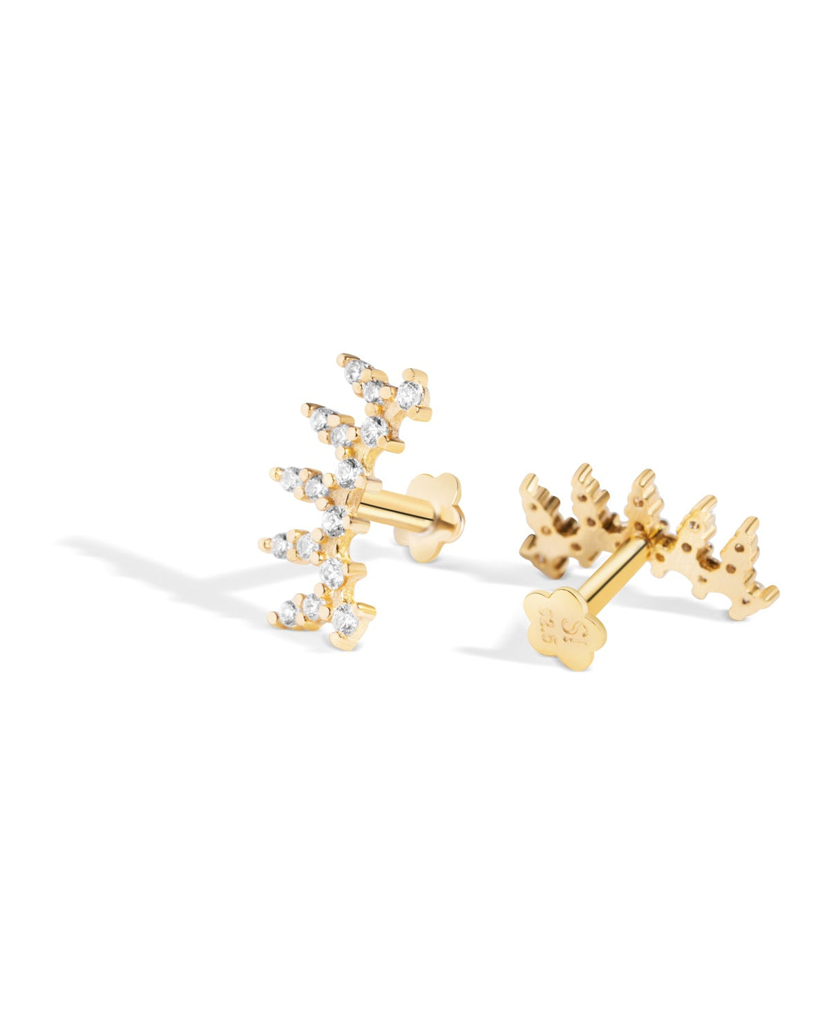 Crown Arc Zircon Stud Flat Back Stud Earrings
