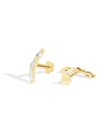 Minimalist Marquise Climber Flat Back Stud Earrings
