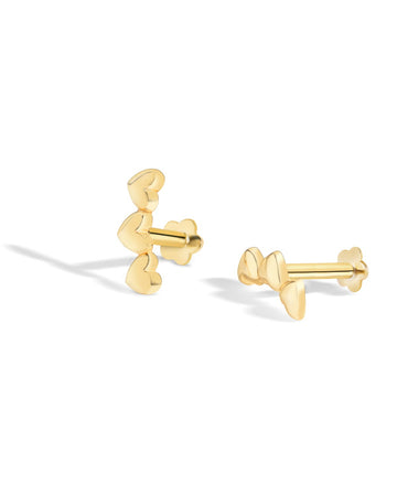 Heartline Stack Flat Back Stud Earrings