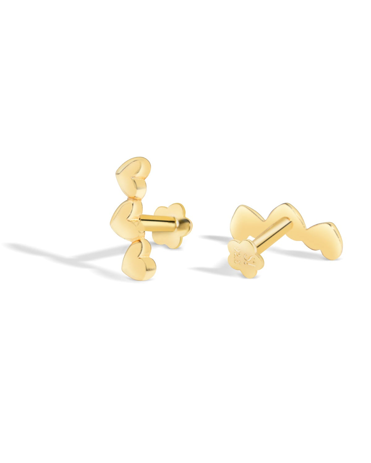 Heartline Stack Flat Back Stud Earrings