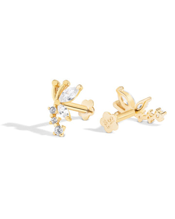 Butterfly Wing Climber Flat Back Stud Earrings