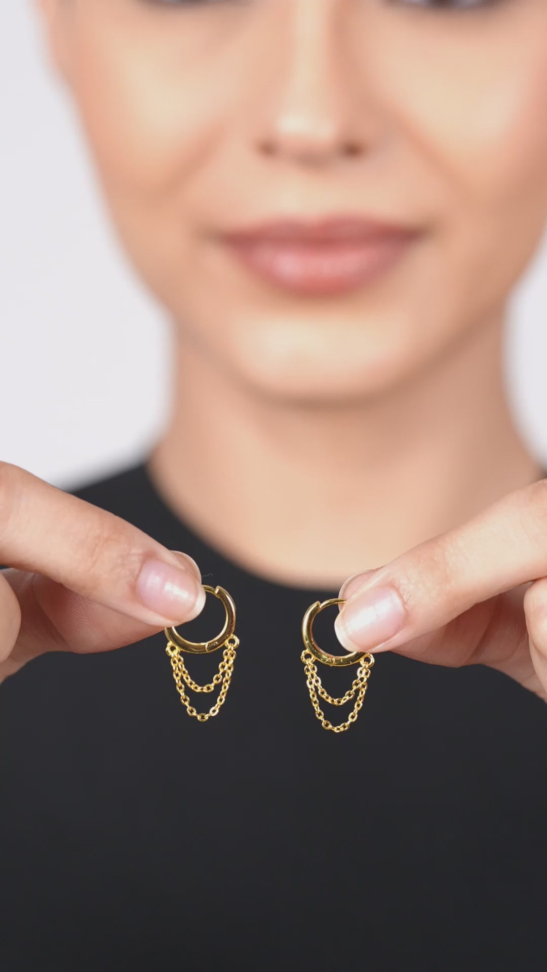 Chain Dangler Hoop Earrings